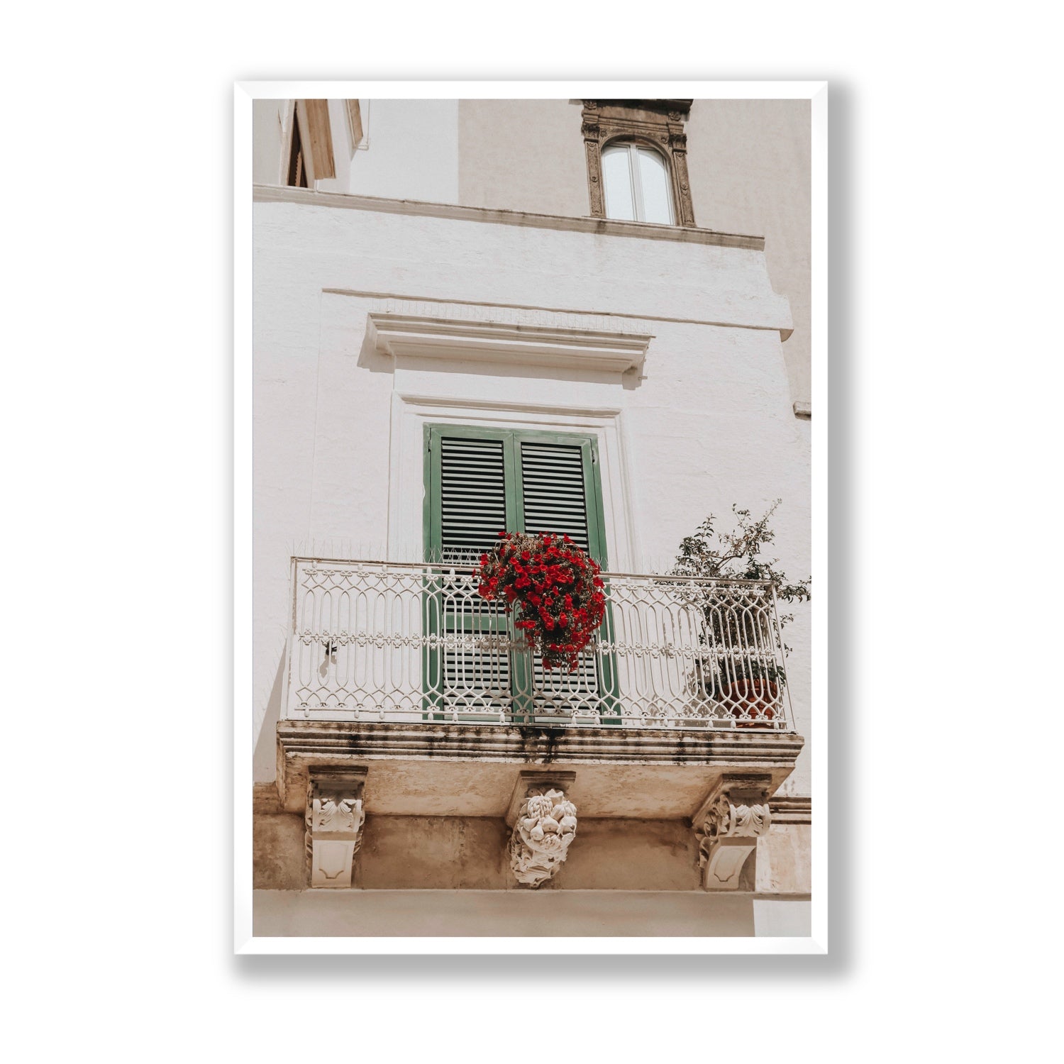 Balcone Estivo Puglia Italian wall art Statement full-bleed fine art print in white frame