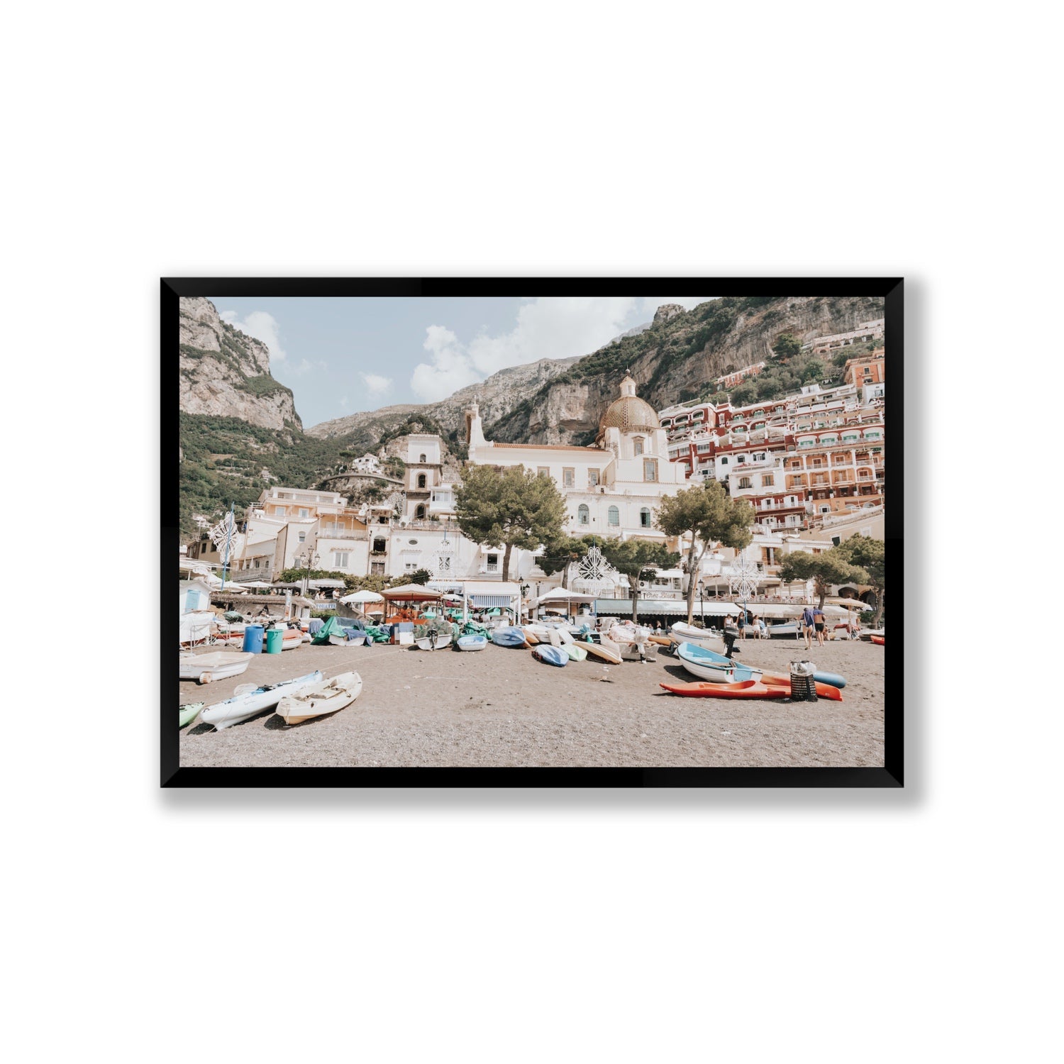 Pastel Paradise fine art print, Positano, Italy, Giant, Black Frame · Full Bleed, Fine Art Print