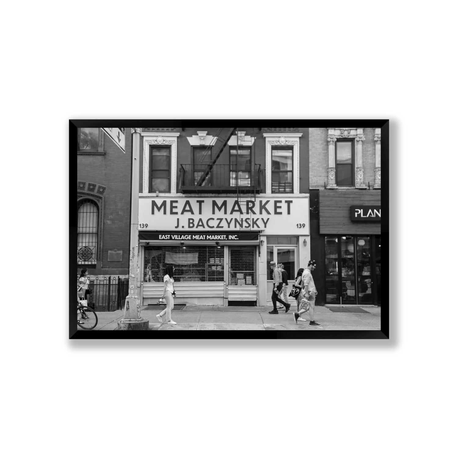 Meat District New York NYC Black & White wall art Giant full-bleed fine art print in black frame