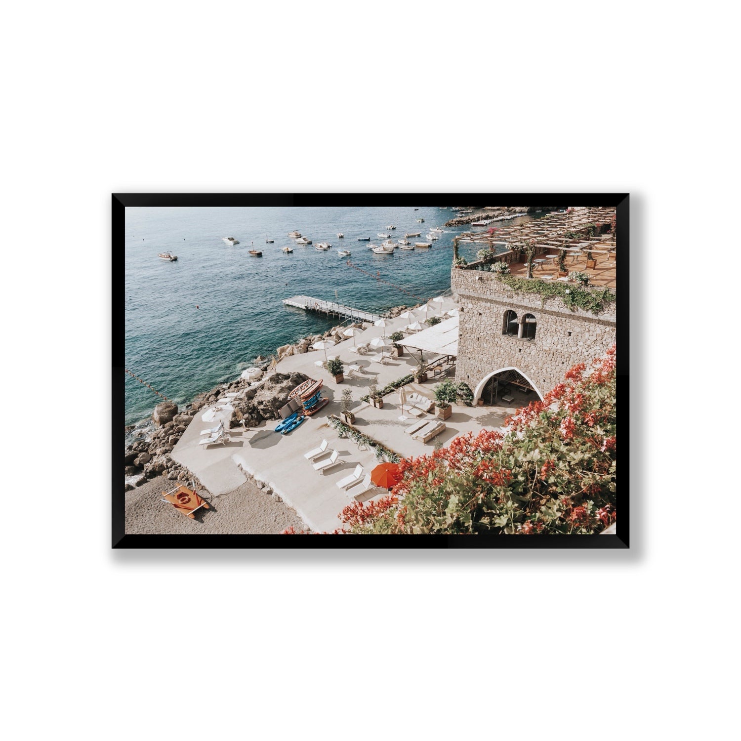 Floral Fortress fine art print, Amalfi, Italy, Giant, Black Frame · Full Bleed, Fine Art Print