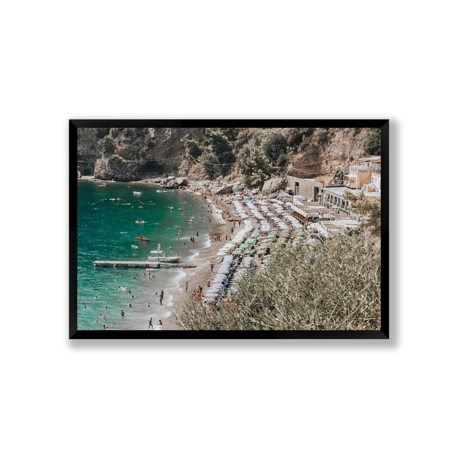 Fornillo Beach fine art print, Positano, Italy, Giant, Black Frame · Full Bleed, Fine Art Print