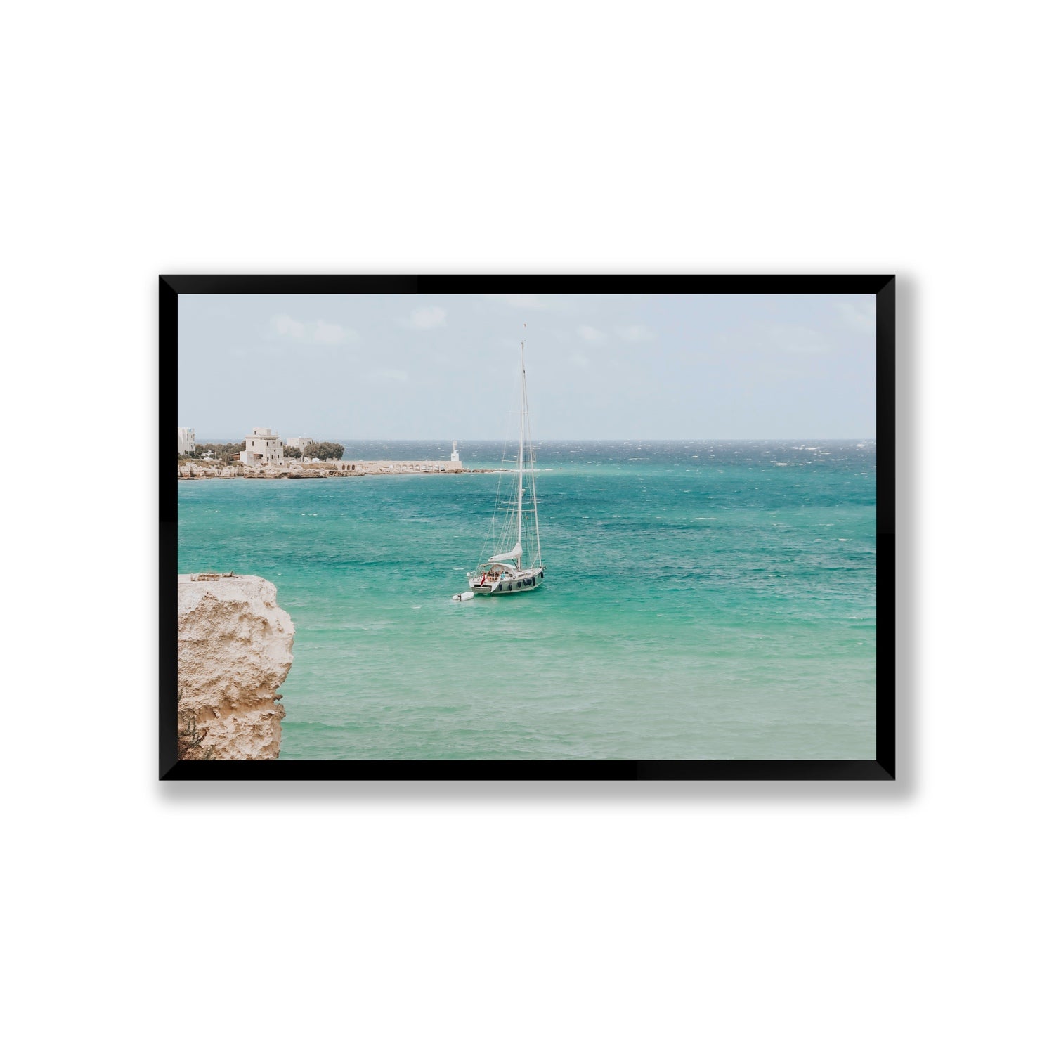 Adriatic Escape Puglia Italian coastal decor wall art Giant full-bleed fine art print in black frame