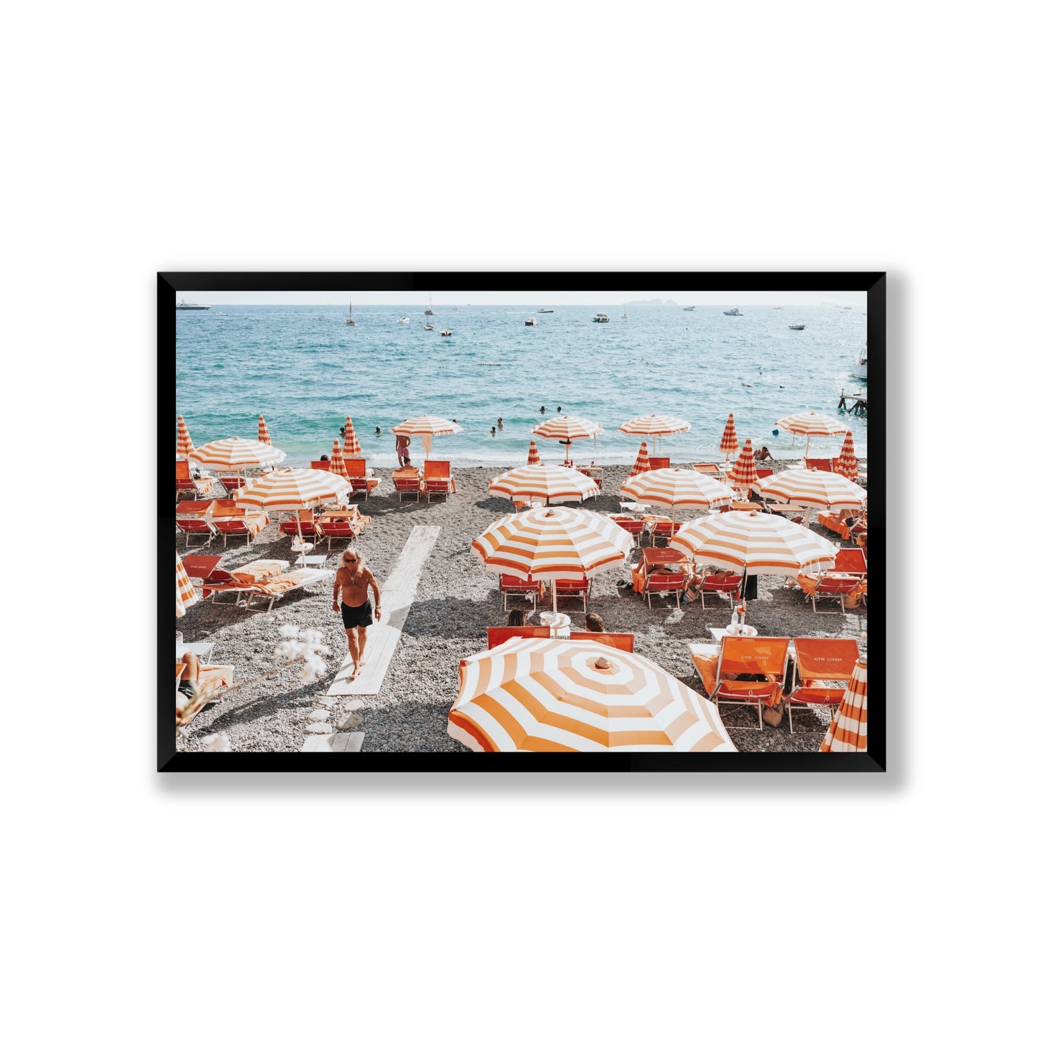 Shoreline Strut Positano wall art Giant full-bleed fine art print in black frame