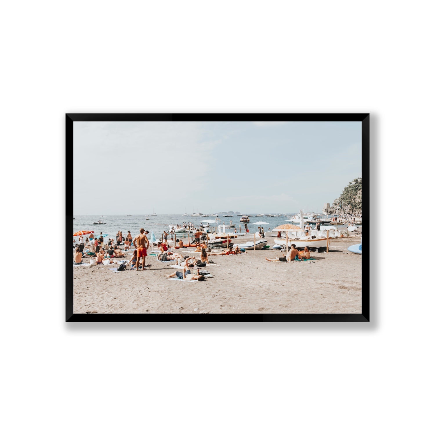 Beachy Vibes fine art print, Positano, Italy, Giant, Black Frame · Full Bleed, Fine Art Print