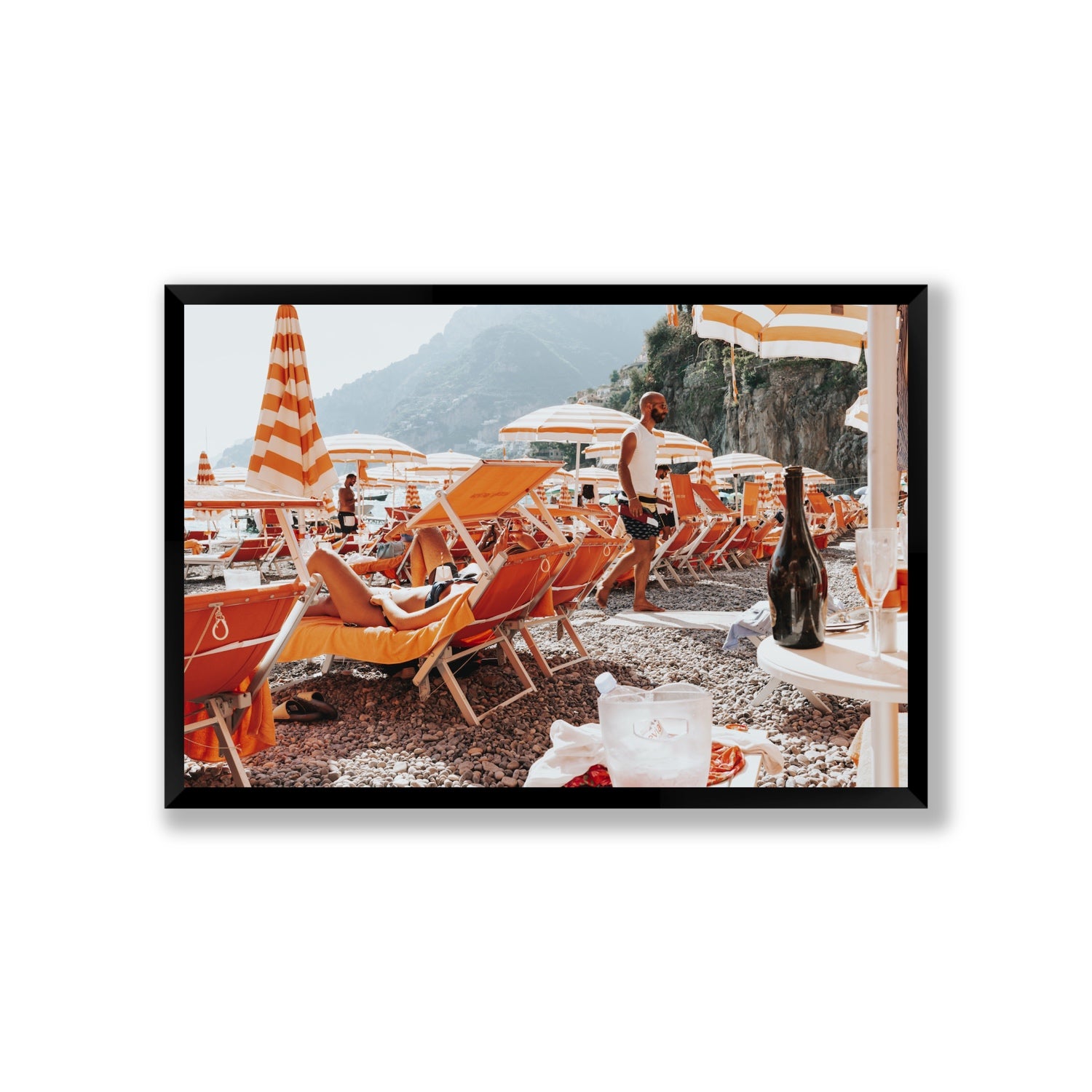 Zesty Shade Positano wall art Giant full-bleed fine art print in black frame