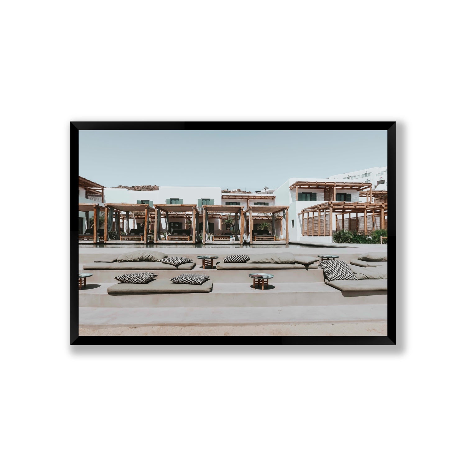Platis Gialos fine art print, Mykonos, Greece, Giant, Black Frame · Full Bleed, Fine Art Print