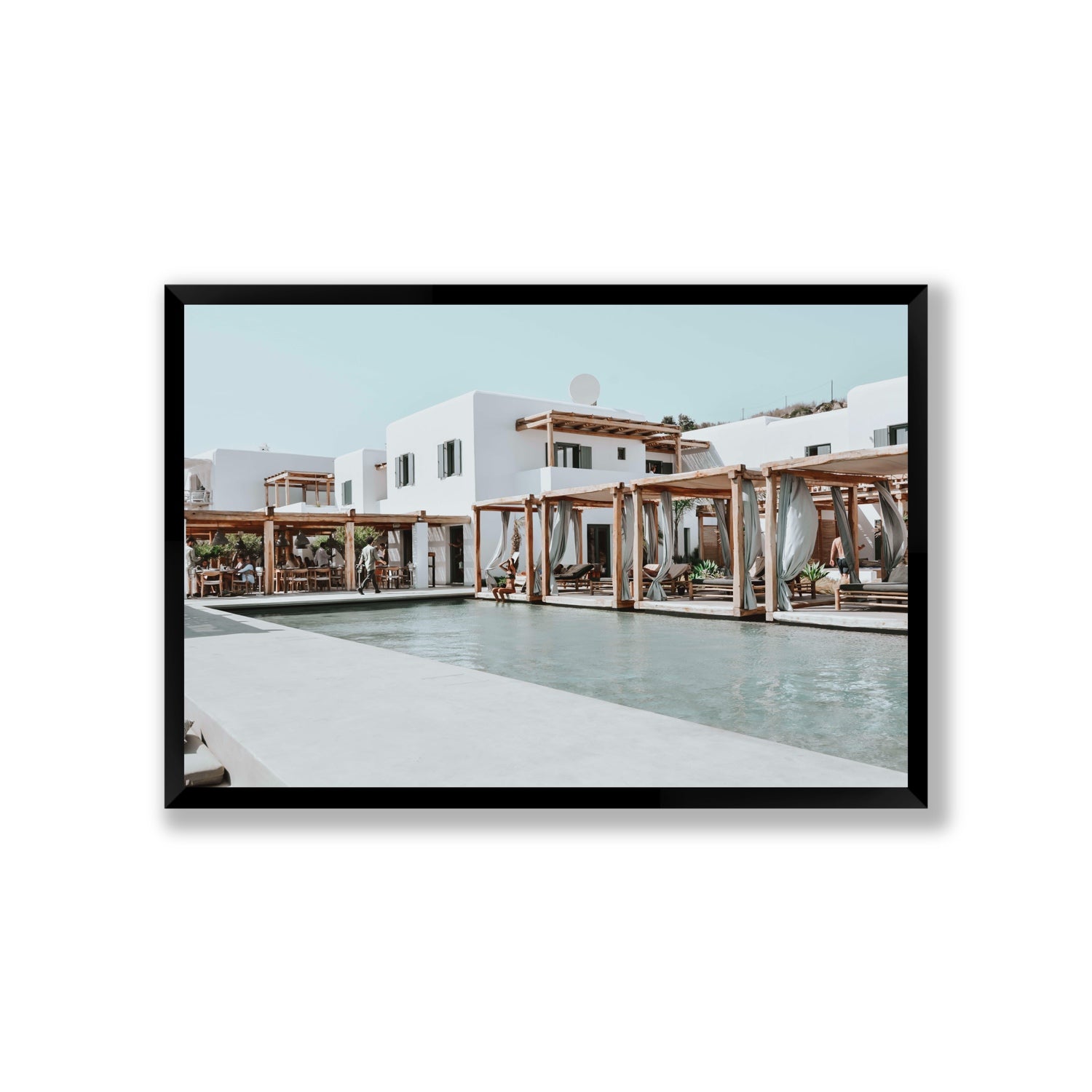 Polytelís Mykonos Greek island wall art Giant full-bleed fine art print in black frame