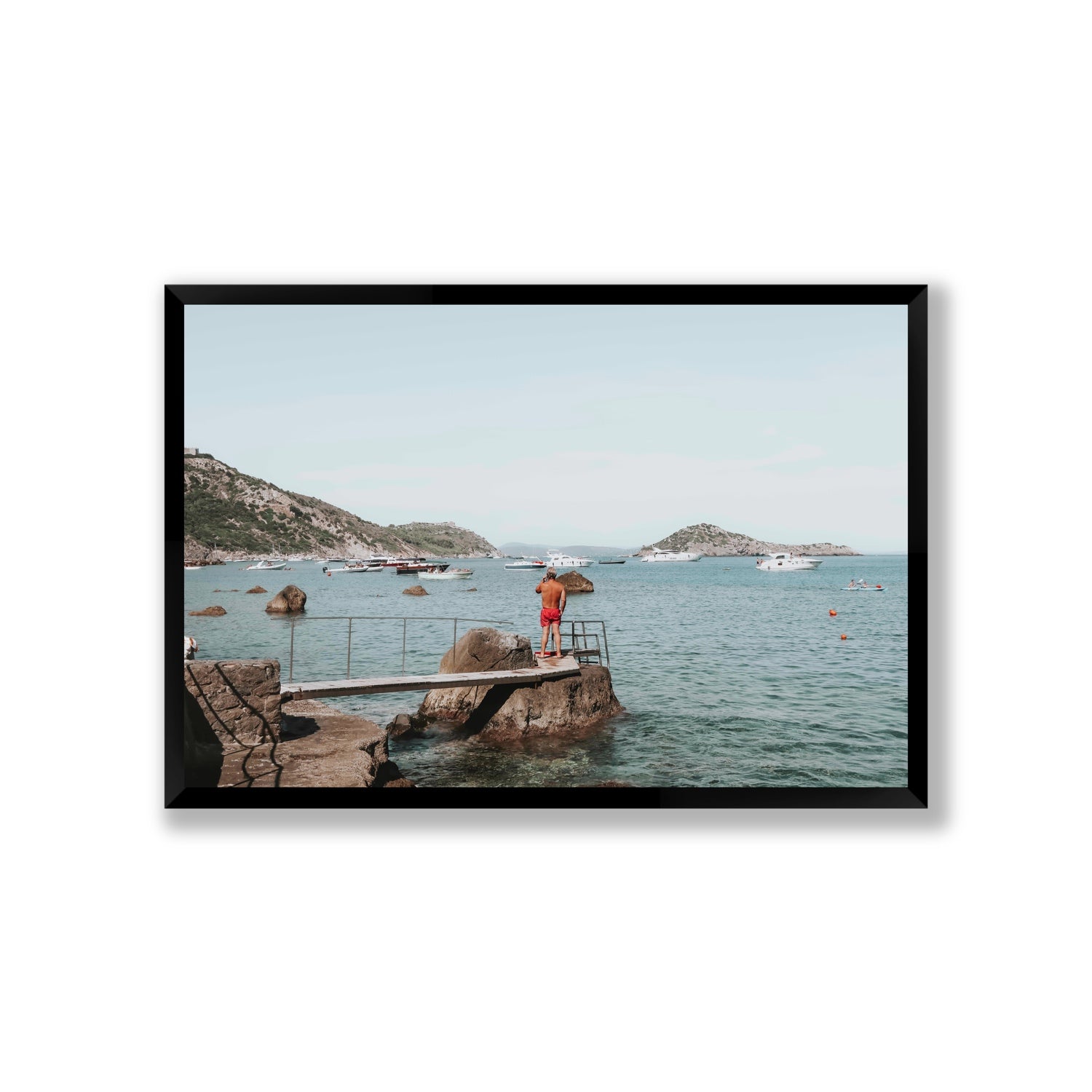 Out Of Office Tuscany coastal Italian wall art Giant full-bleed fine art print in black frame