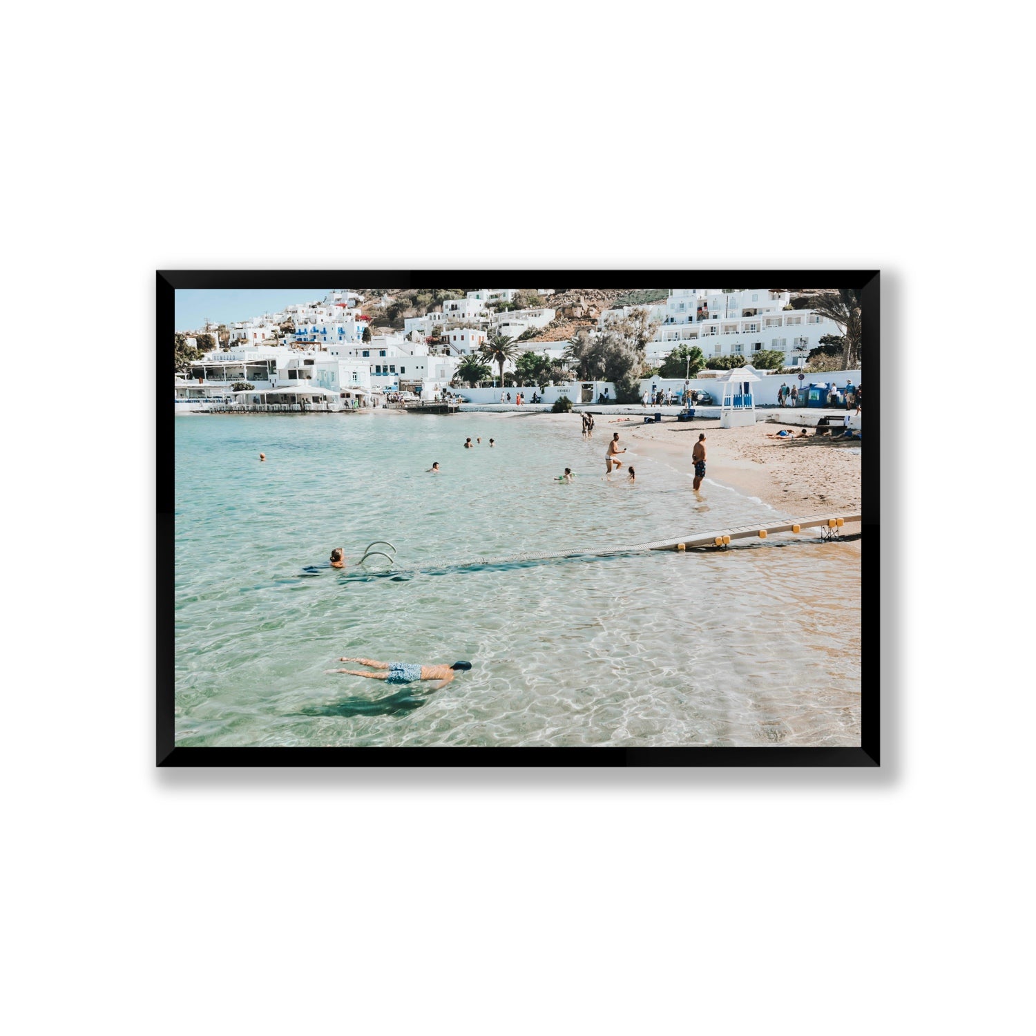 Bathe Yourself In Beauty Mykonos Greek island wall art Giant full-bleed fine art print in black frame