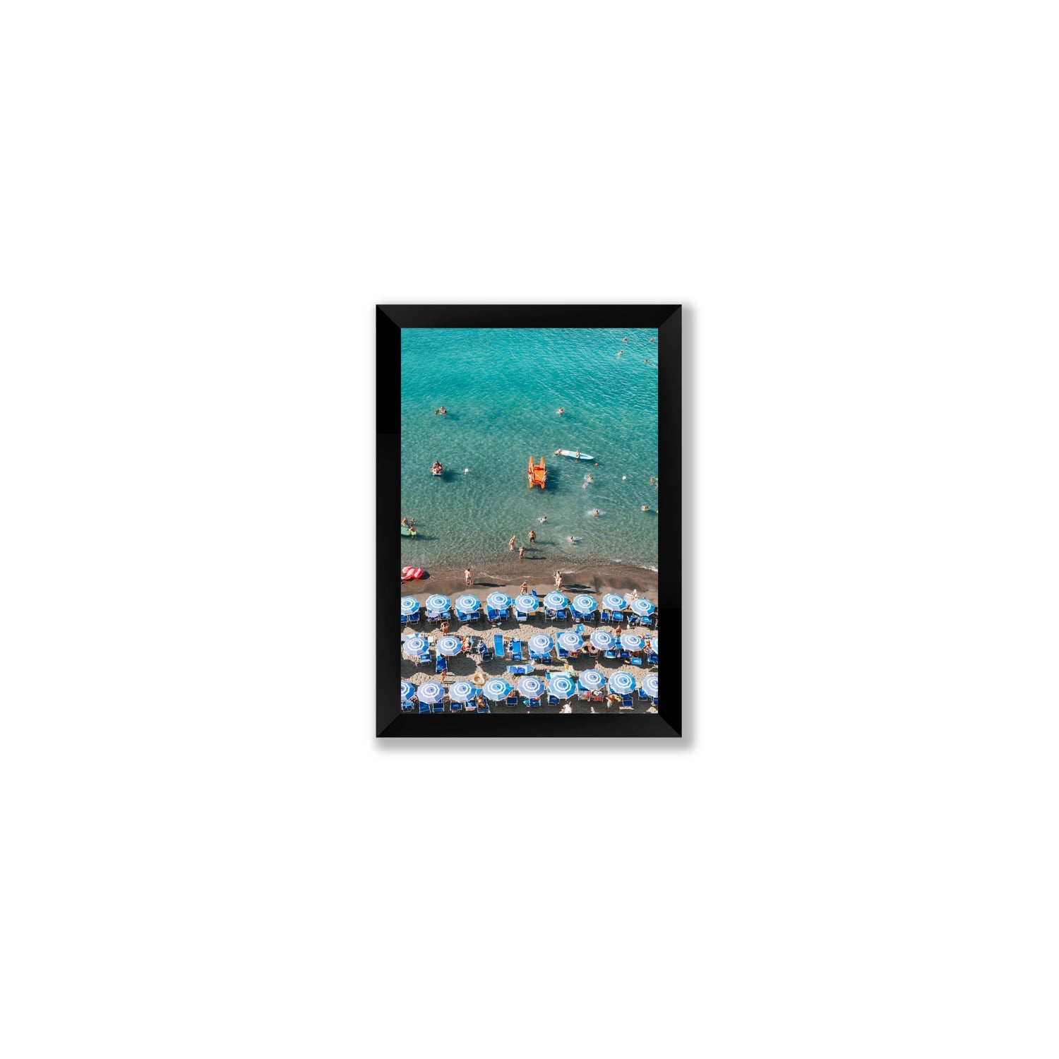 Aquamarine Oasis Sorrento Italian coastal wall art Small full-bleed fine art print in black frame