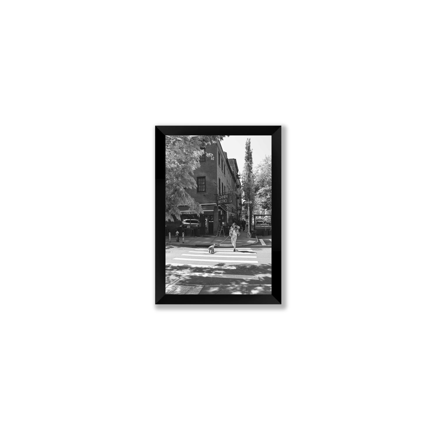 Sunlit Stroll New York NYC Black & White wall art Small full-bleed fine art print in black frame