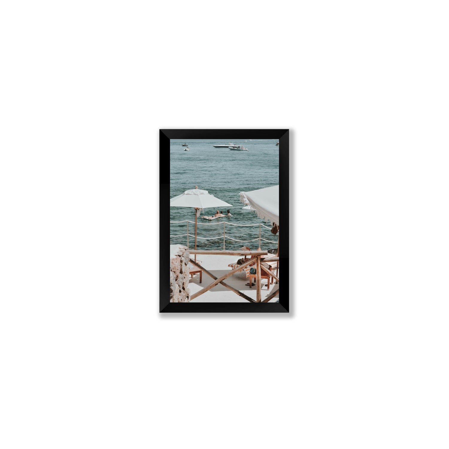 Hideaway Tuscany coastal Mediterranean wall art Small full-bleed fine art print in black frame