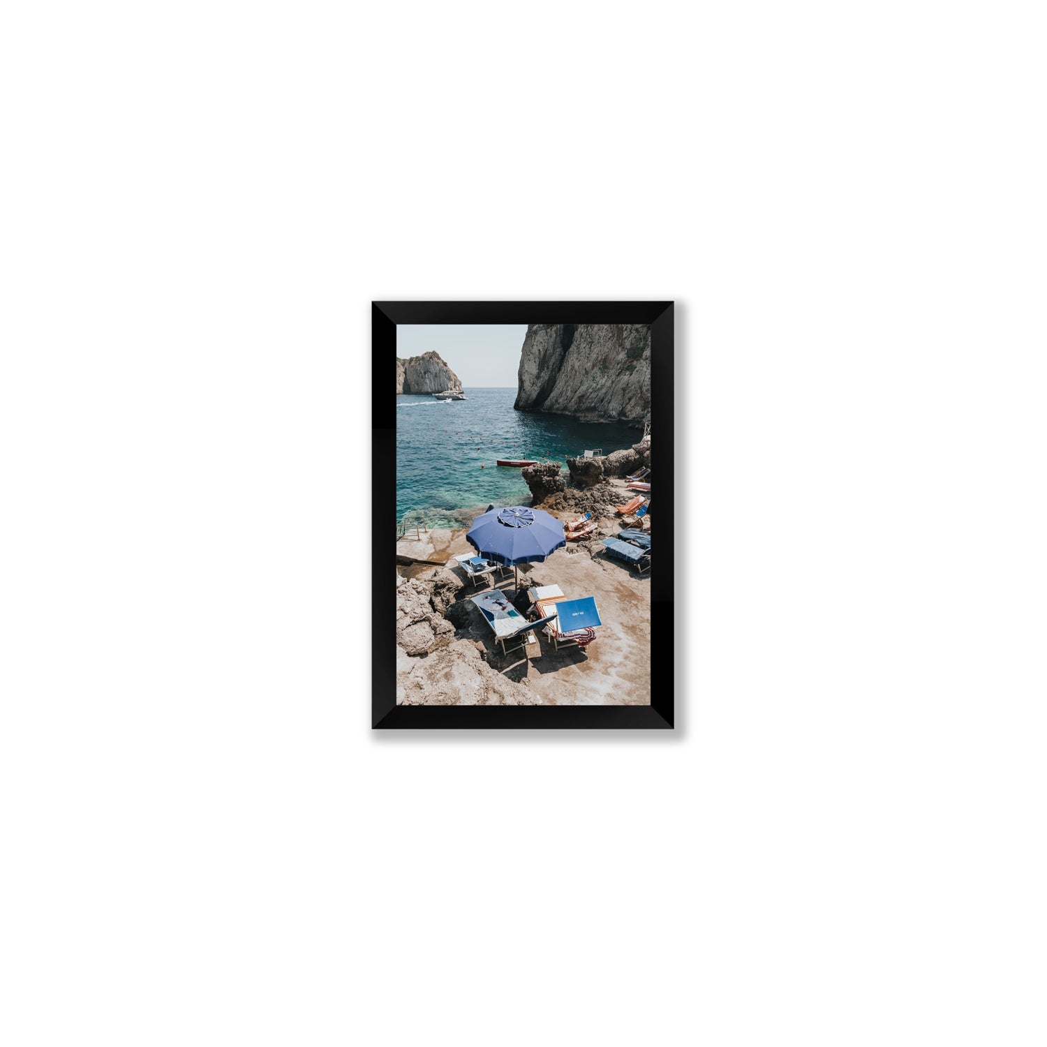 Lonely Loungers fine art print, Capri, Italy, Small, Black Frame · Full Bleed, Fine Art Print