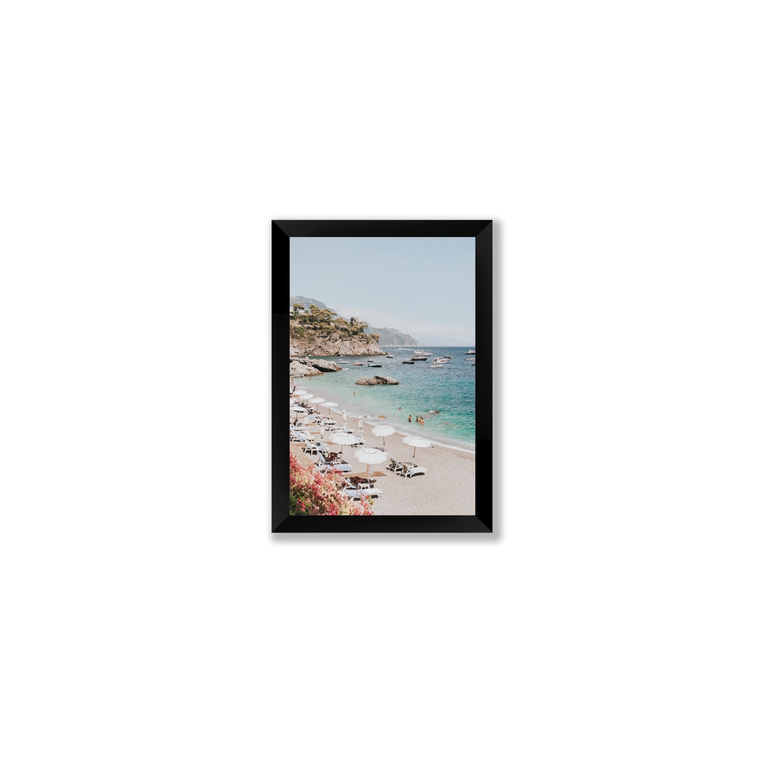 Seaview Refuge Amalfi coastal wall art small full-bleed fine art print in black frame
