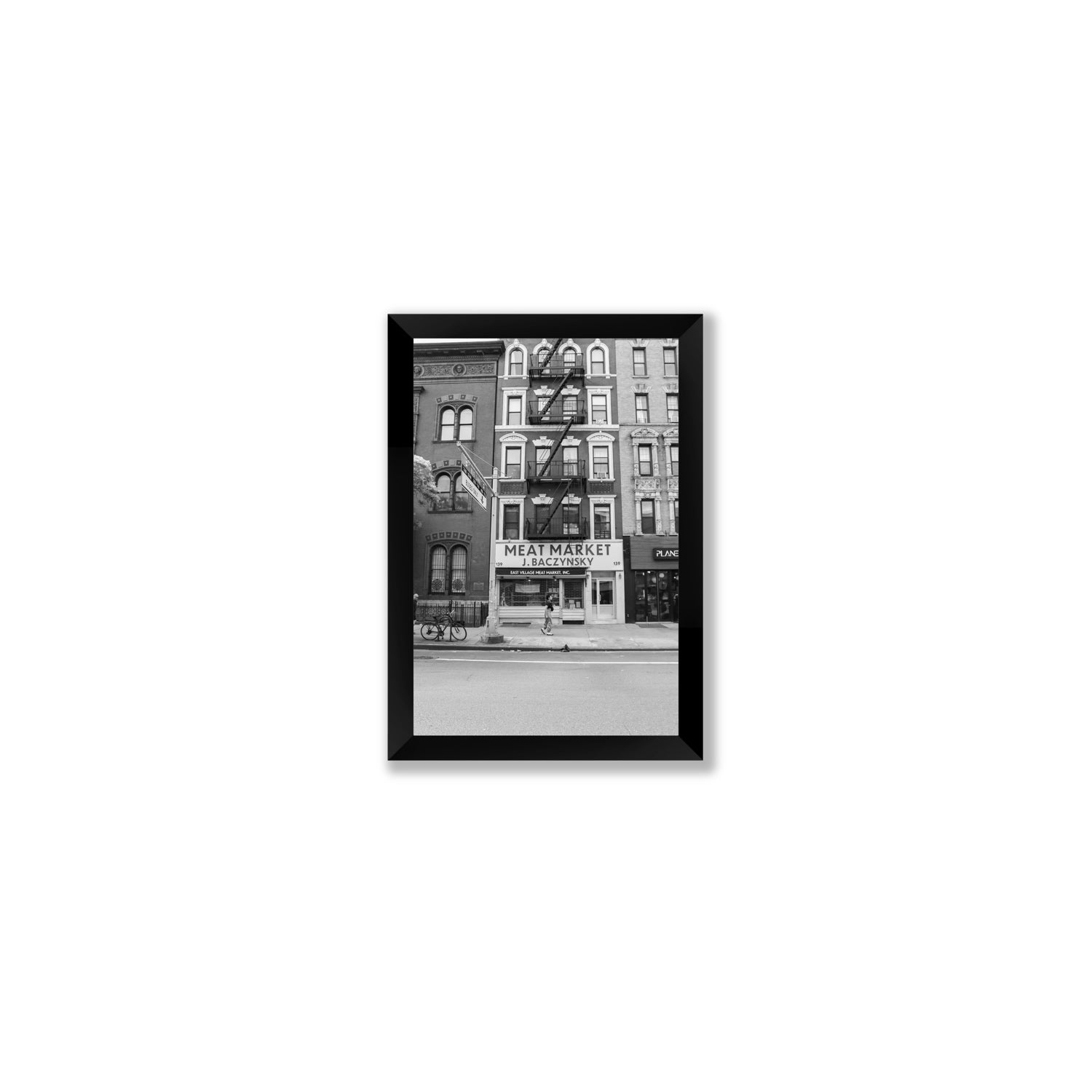 Vertical Village New York NYC Black & White wall art Small full-bleed fine art print in black frame