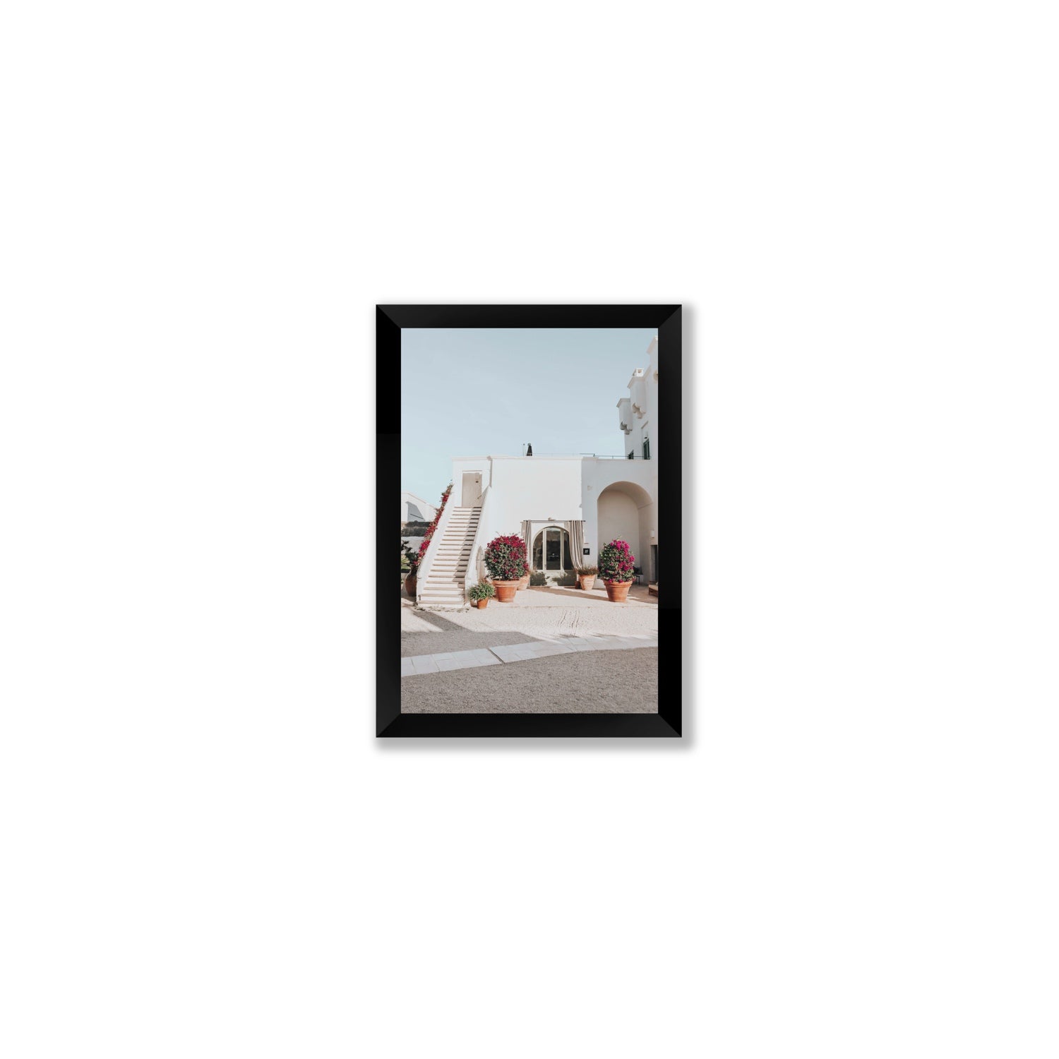Scala Fiorita Puglia Mediterranean wall art Small full-bleed fine art print in black frame