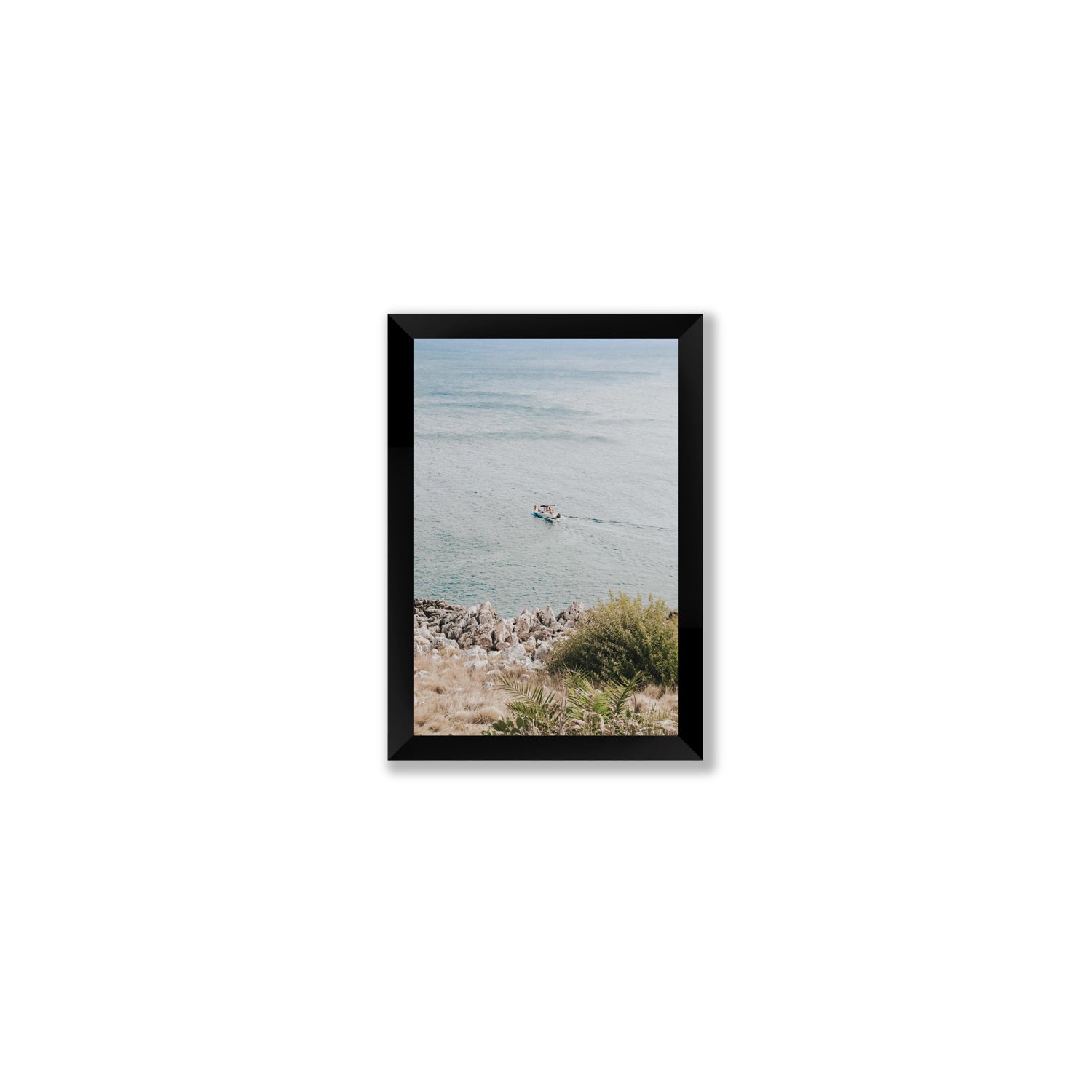 Puglian Departure Puglia coastal Italian wall art Small full-bleed fine art print in black frame