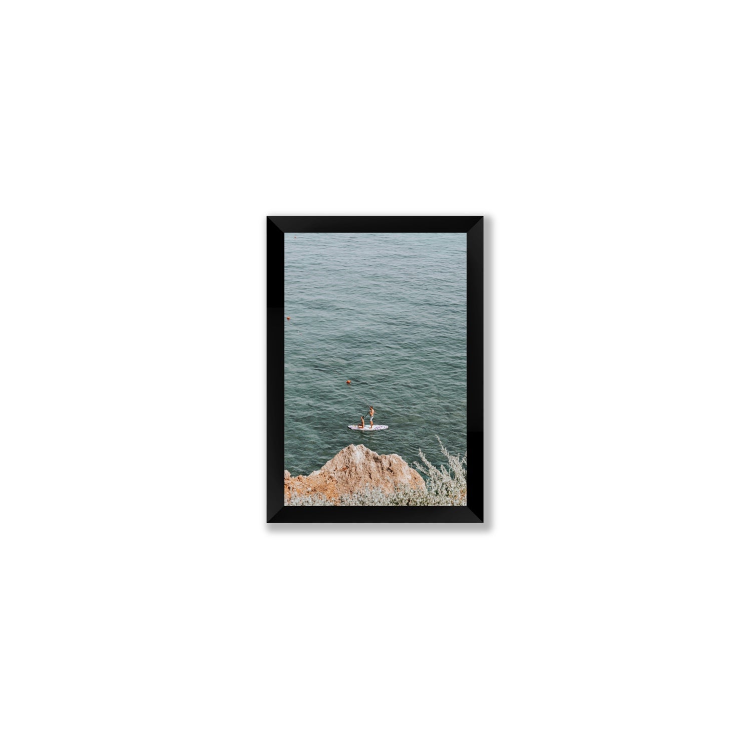 Into The Vibe Without Getting Wet Tuscany coastal wall art Small full-bleed fine art print in black frame