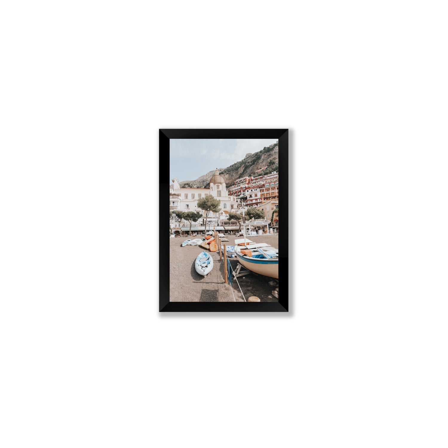 Seaside Hues Positano wall art Small full-bleed fine art print in black frame
