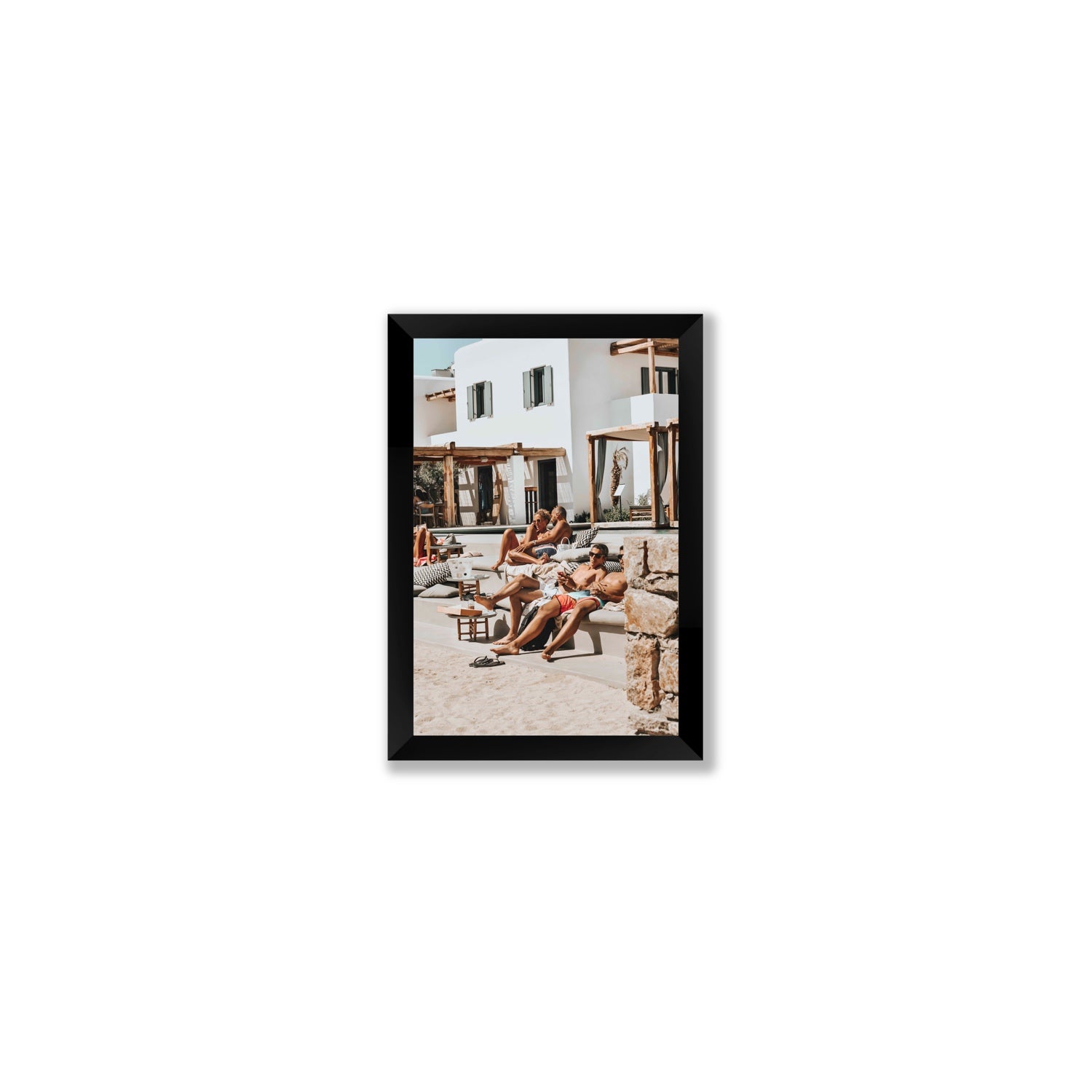 Style That Sizzles Mykonos Greek island wall art Small full-bleed fine art print in black frame
