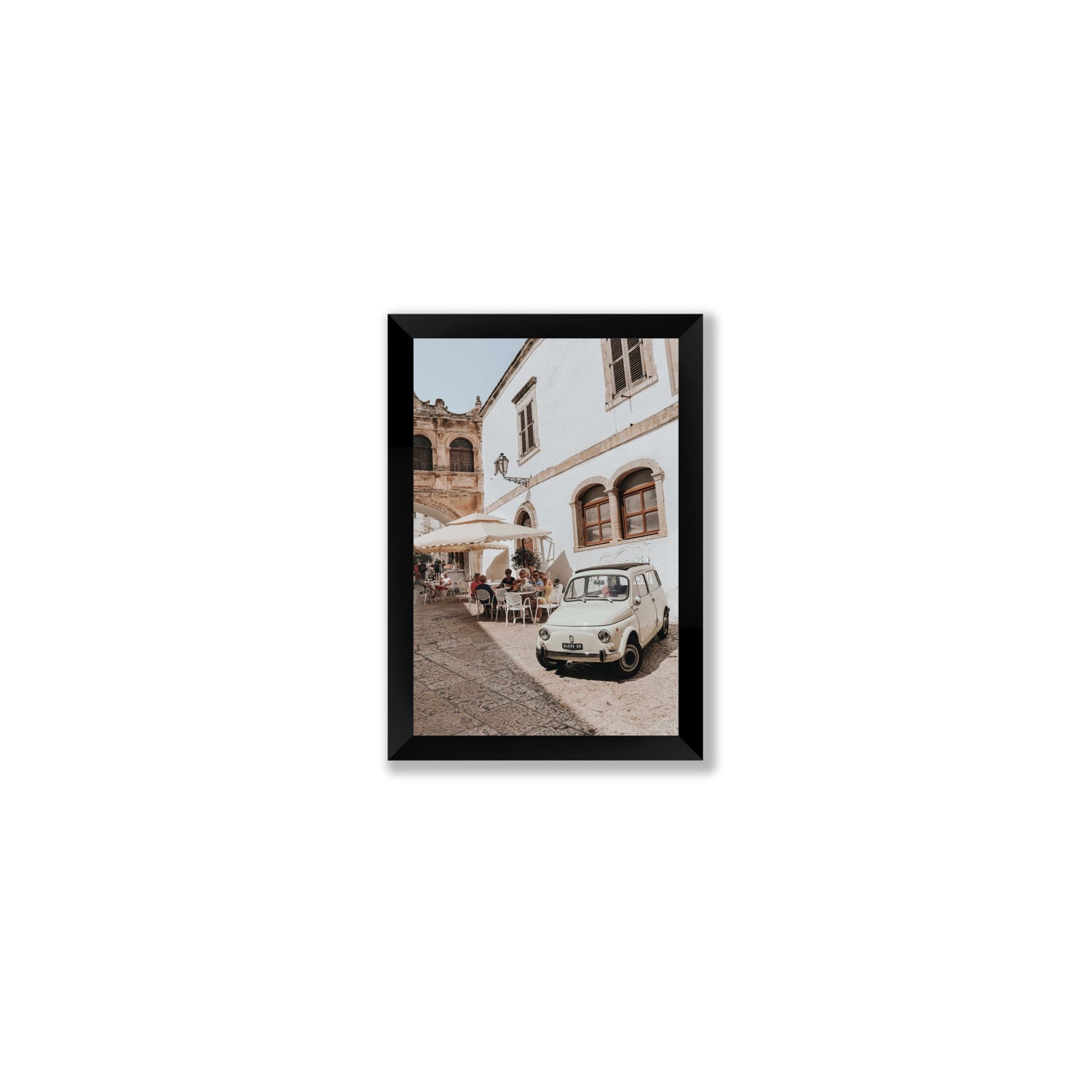 Piazza di Ostuni Puglia Italian wall art Small full-bleed fine art print in black frame