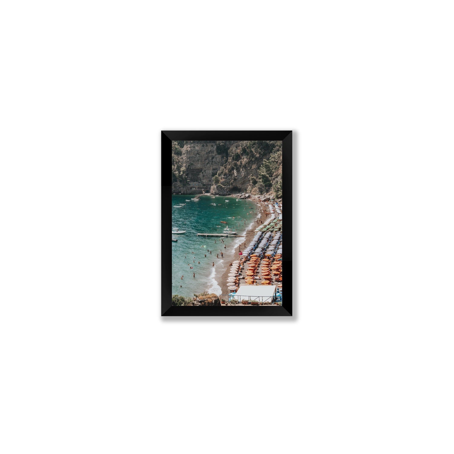 Parasol Panorama fine art print, Positano, Italy, Small, Black Frame · Full Bleed, Fine Art Print