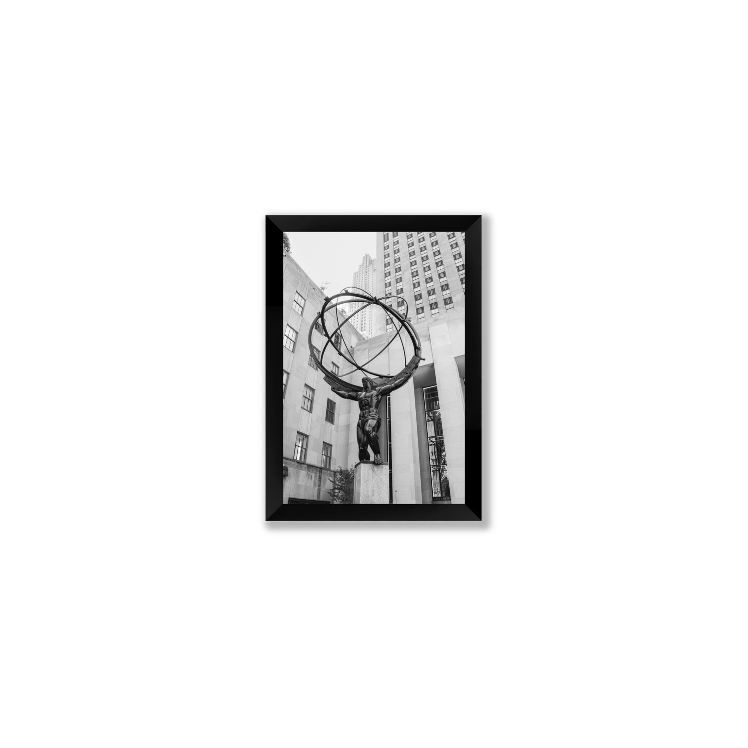 Atlas Ascends New York NYC Black & White wall art Small full-bleed fine art print in black frame