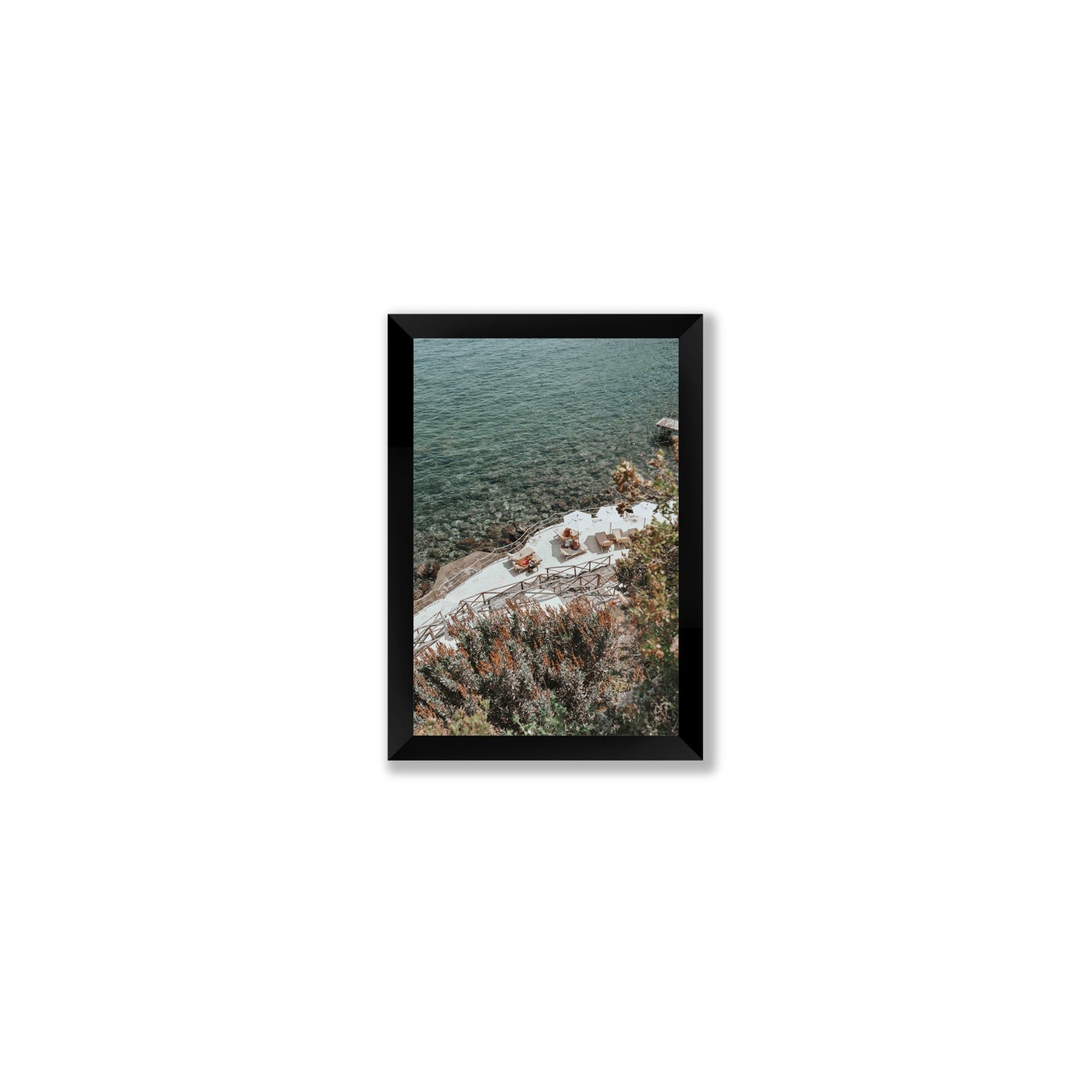 Hidden Gem Tuscany coastal wall art Small full-bleed fine art print in black frame