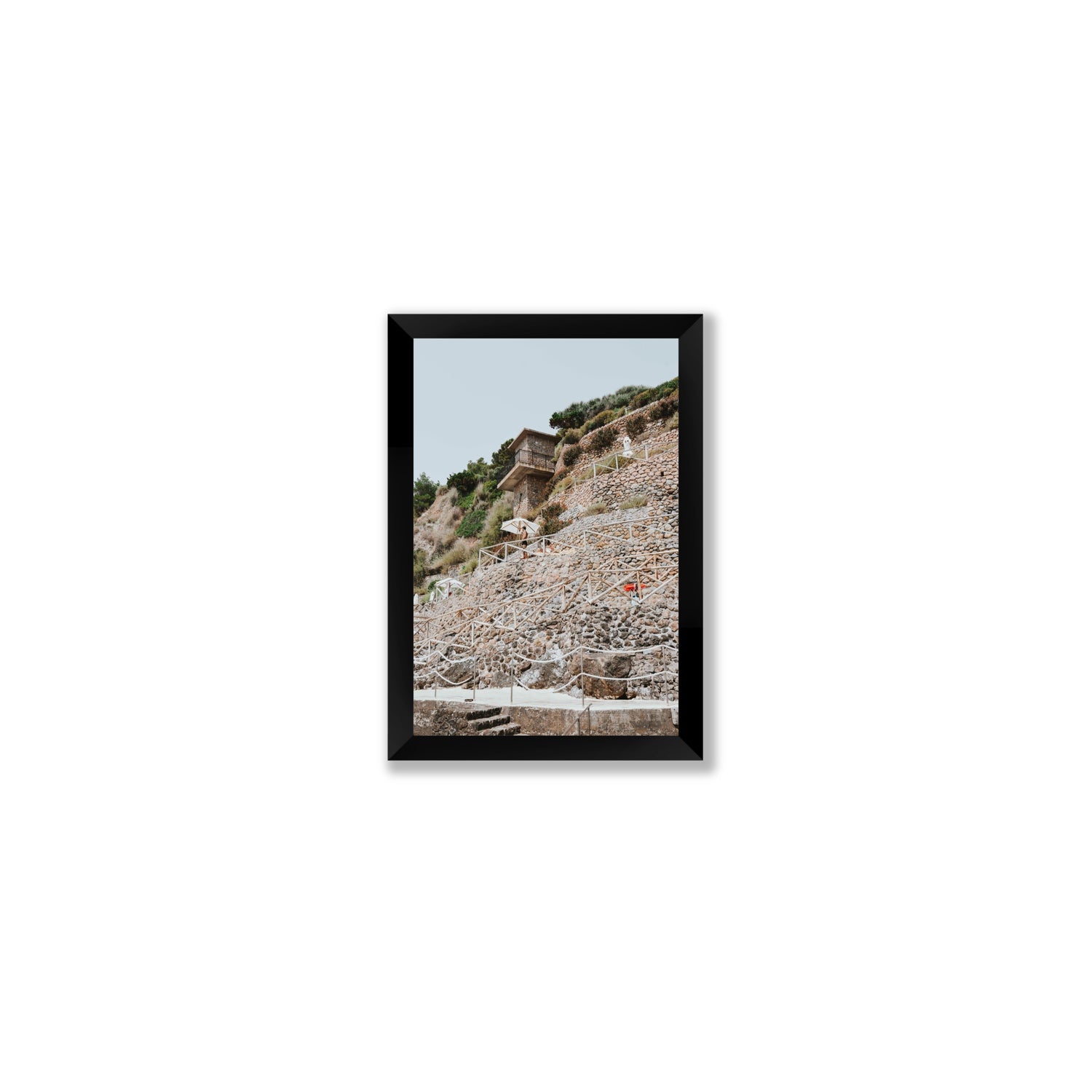 Solitude by the Sea Tuscany coastal Italian wall art Small full-bleed fine art print in black frame