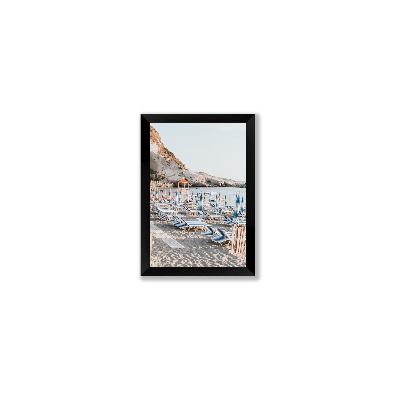 The Golden Hour Ischia Italian coastal wall art Small full-bleed fine art print in black frame
