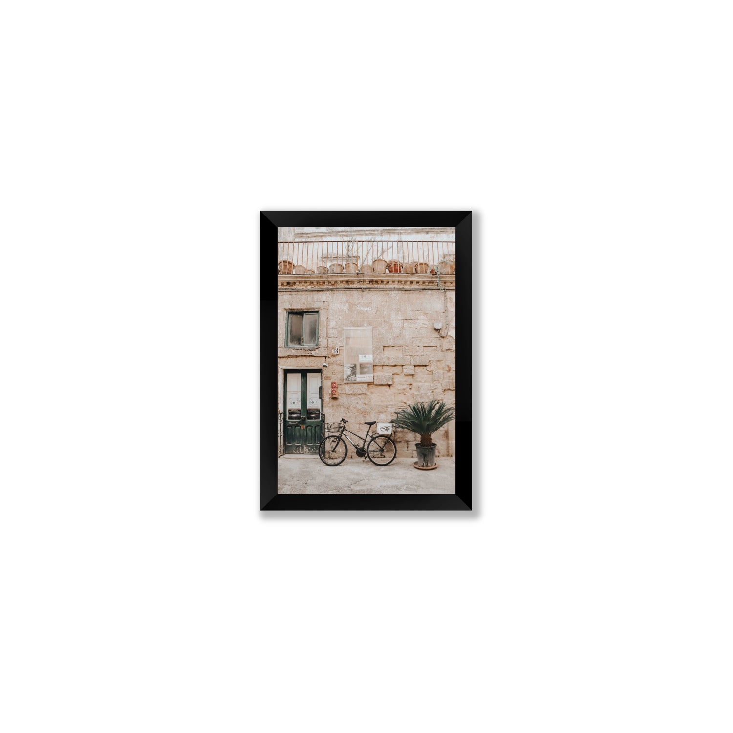 Golden Facades Puglia Lecce Italian wall art Small full-bleed fine art print in black frame