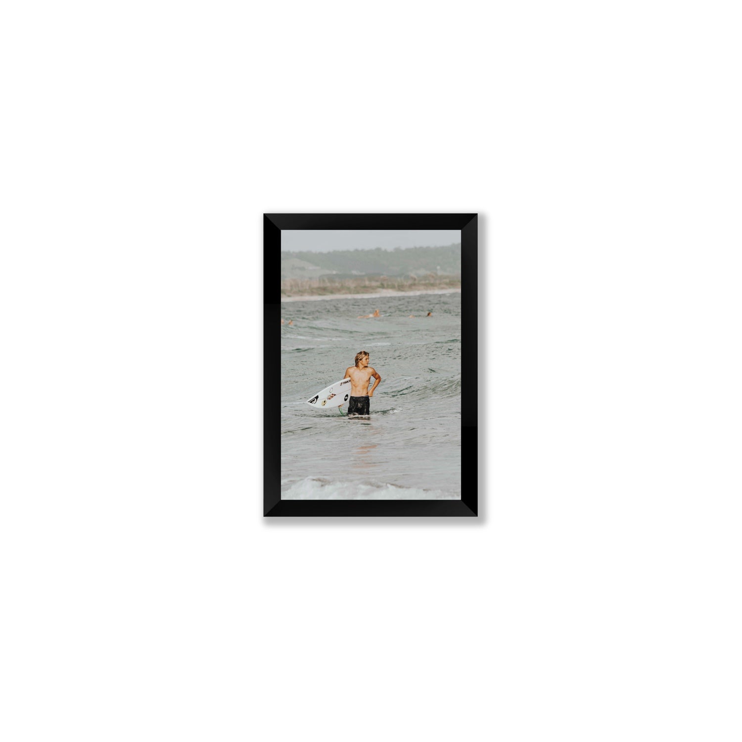 Chasing Mavericks Byron Bay Surf coastal wall art Small full-bleed fine art print in black frame