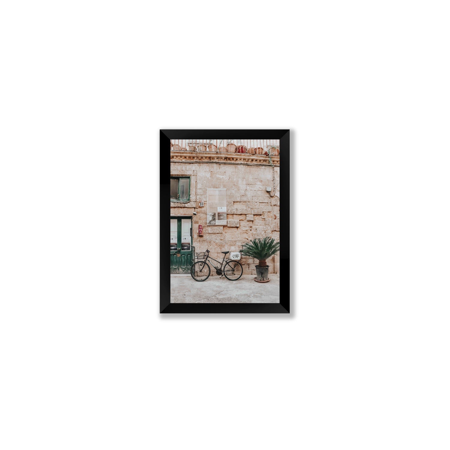 Salento Streets Puglia Lecce Italian wall art Small full-bleed fine art print in black frame