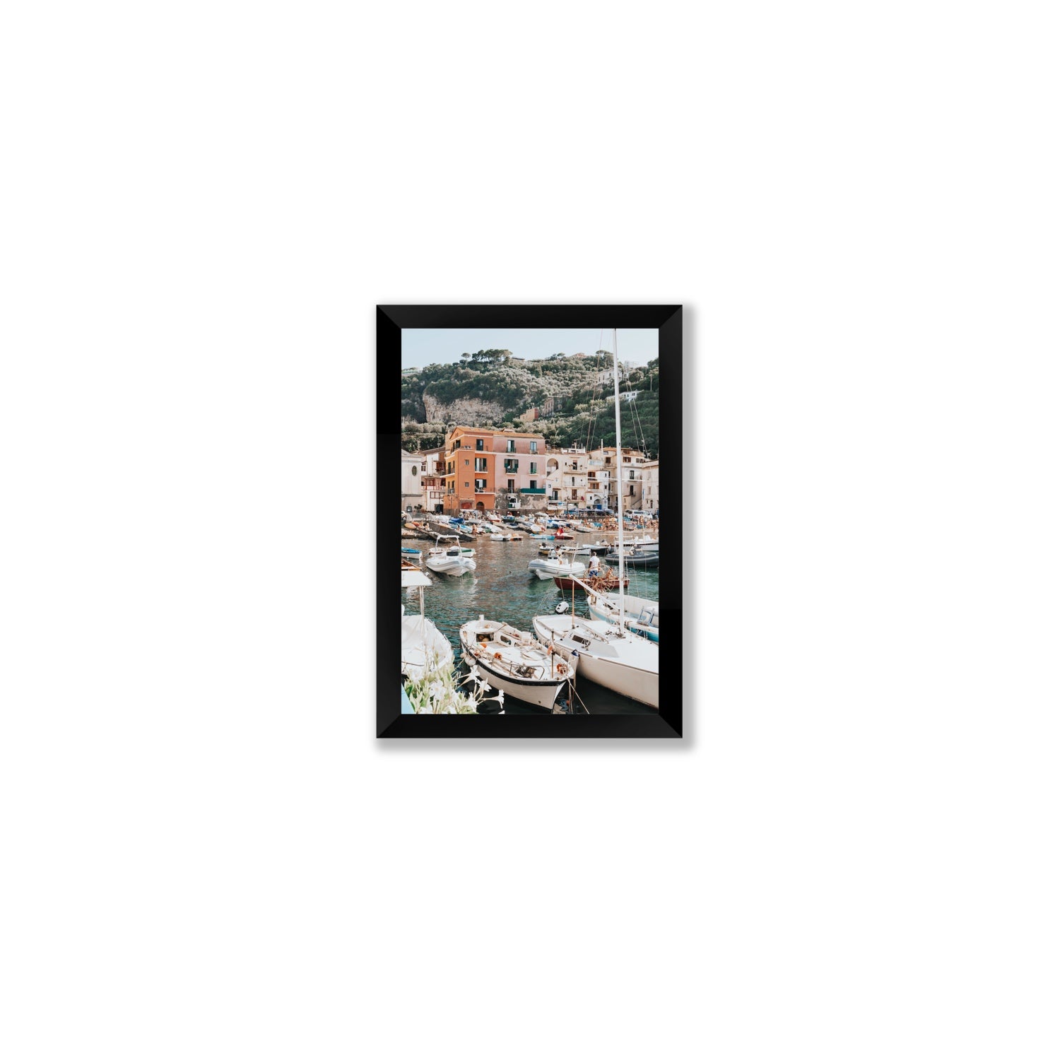Marina Grande Sorrento coastal Italian wall art Small full-bleed fine art print in black frame