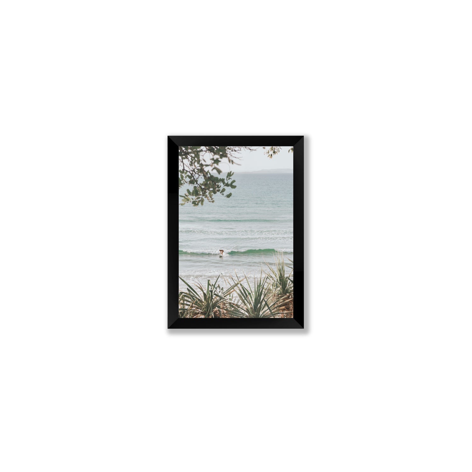 Dream Boat fine art print, Noosa, Australia, coastal scenes artwork, Small, Black Frame · Full Bleed, Fine Art Print