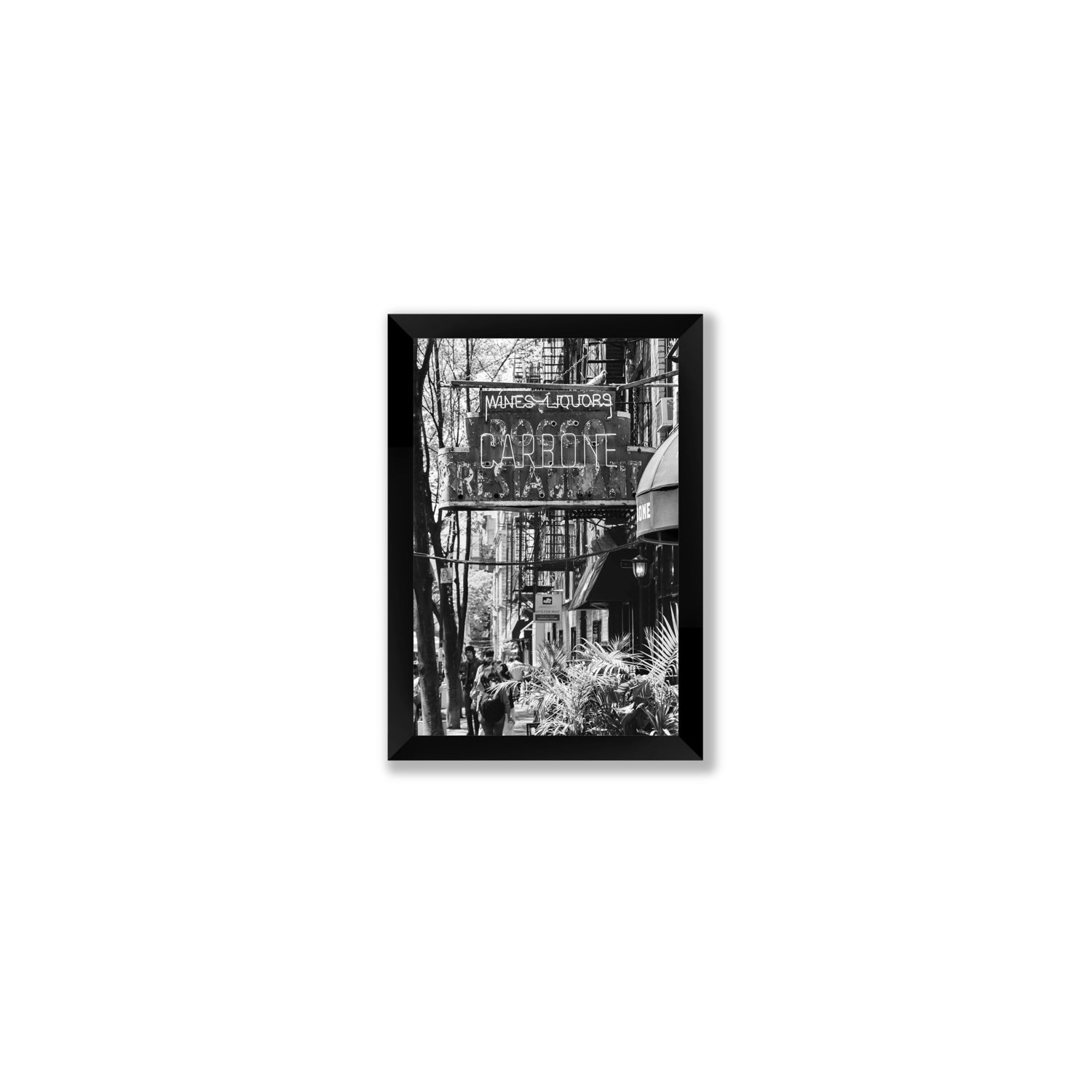 Paparazzi To Pasta New York NYC Black & White wall art Small full-bleed fine art print in black frame
