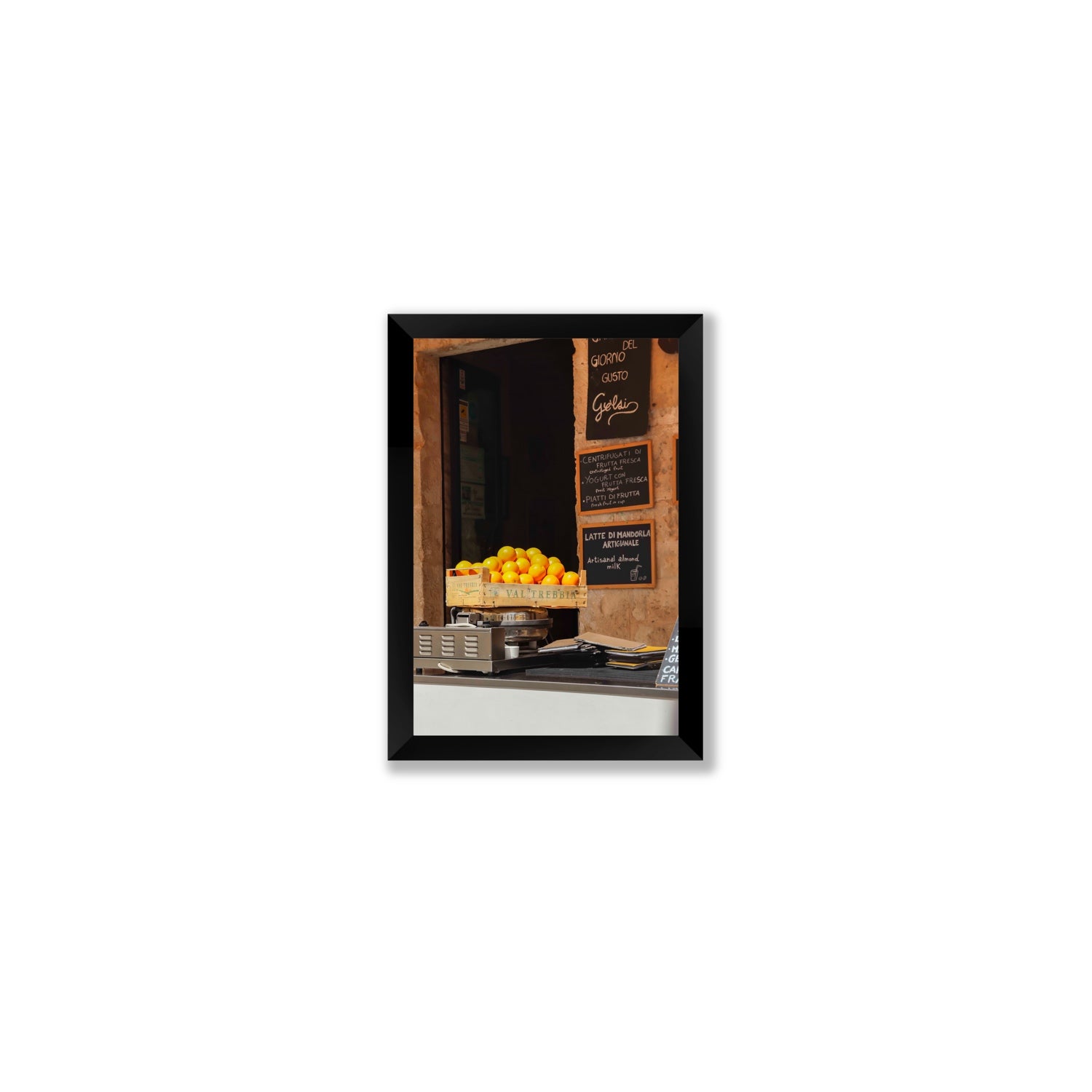 Luminous Citrus Puglia Ostuni Italian wall art Small full-bleed fine art print in black frame
