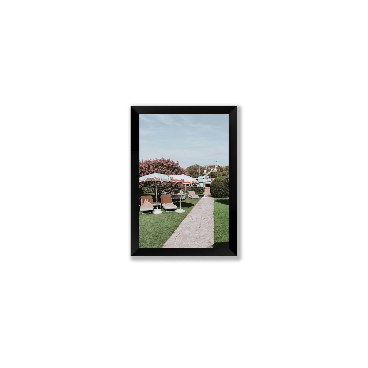 A Bellini Awaits Venice Italian wall art Small full-bleed fine art print in black frame