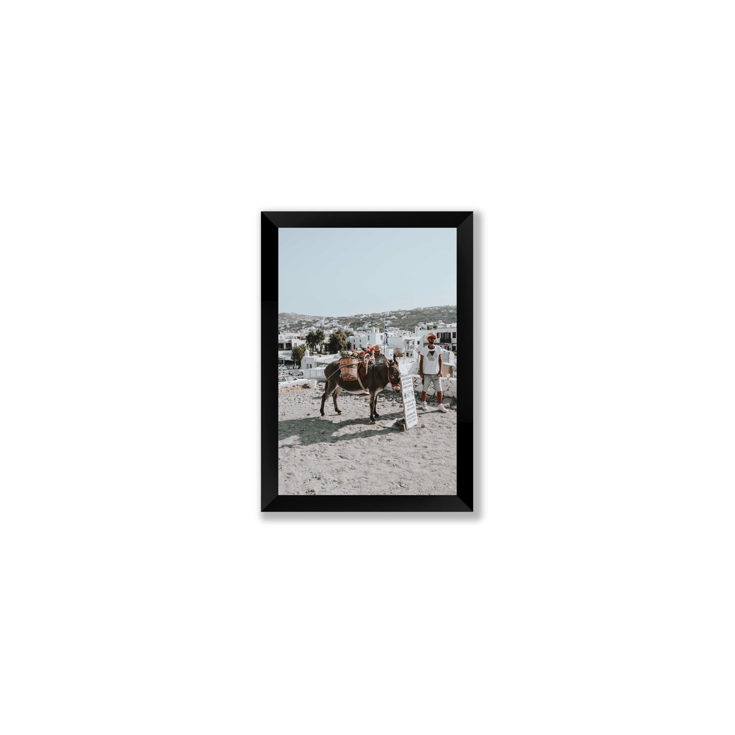 Let The Journey Begin Mykonos Greek island wall art Small full-bleed fine art print in black frame
