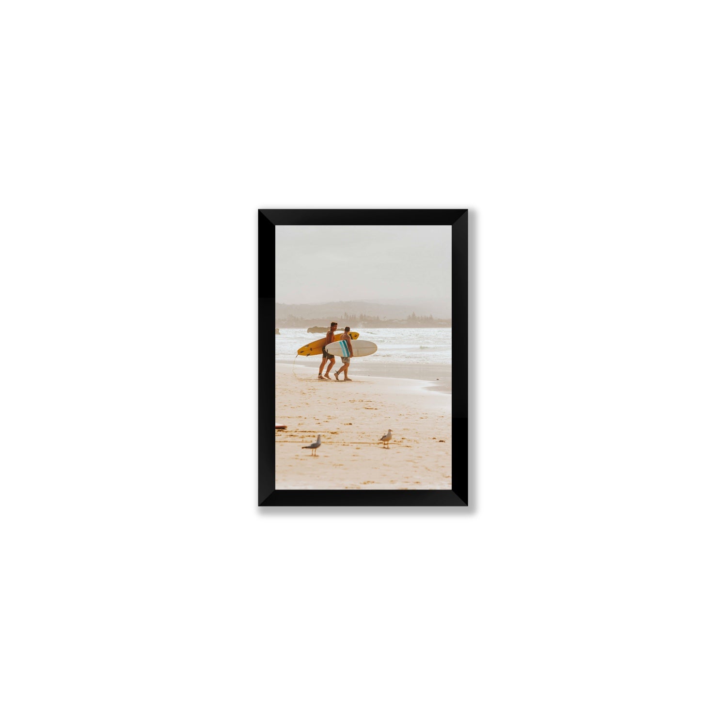 Shane & Benji Byron Bay Surf coastal wall art Small full-bleed fine art print in black frame