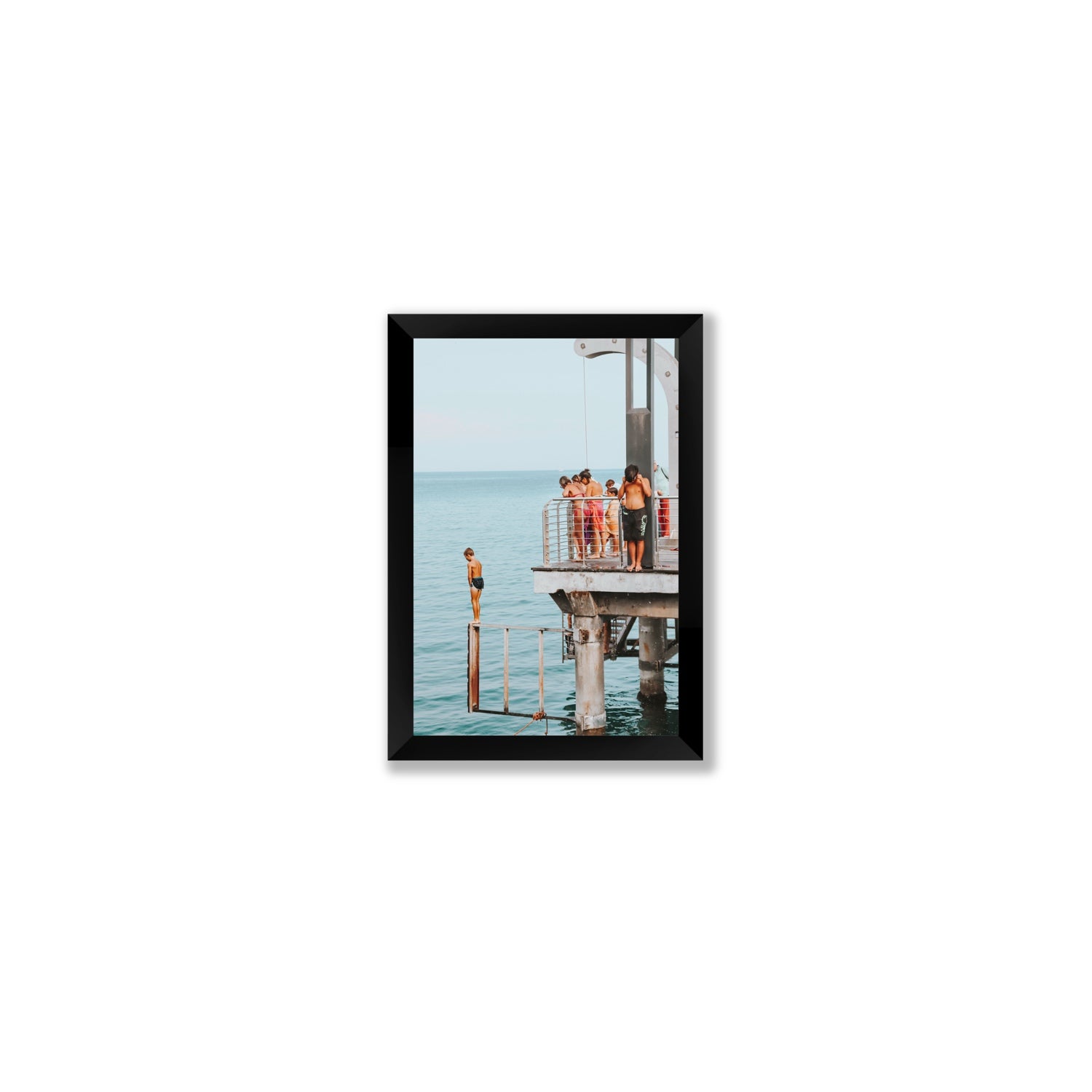 Golden Boy Alassio coastal decor wall art Small full-bleed fine art print in black frame