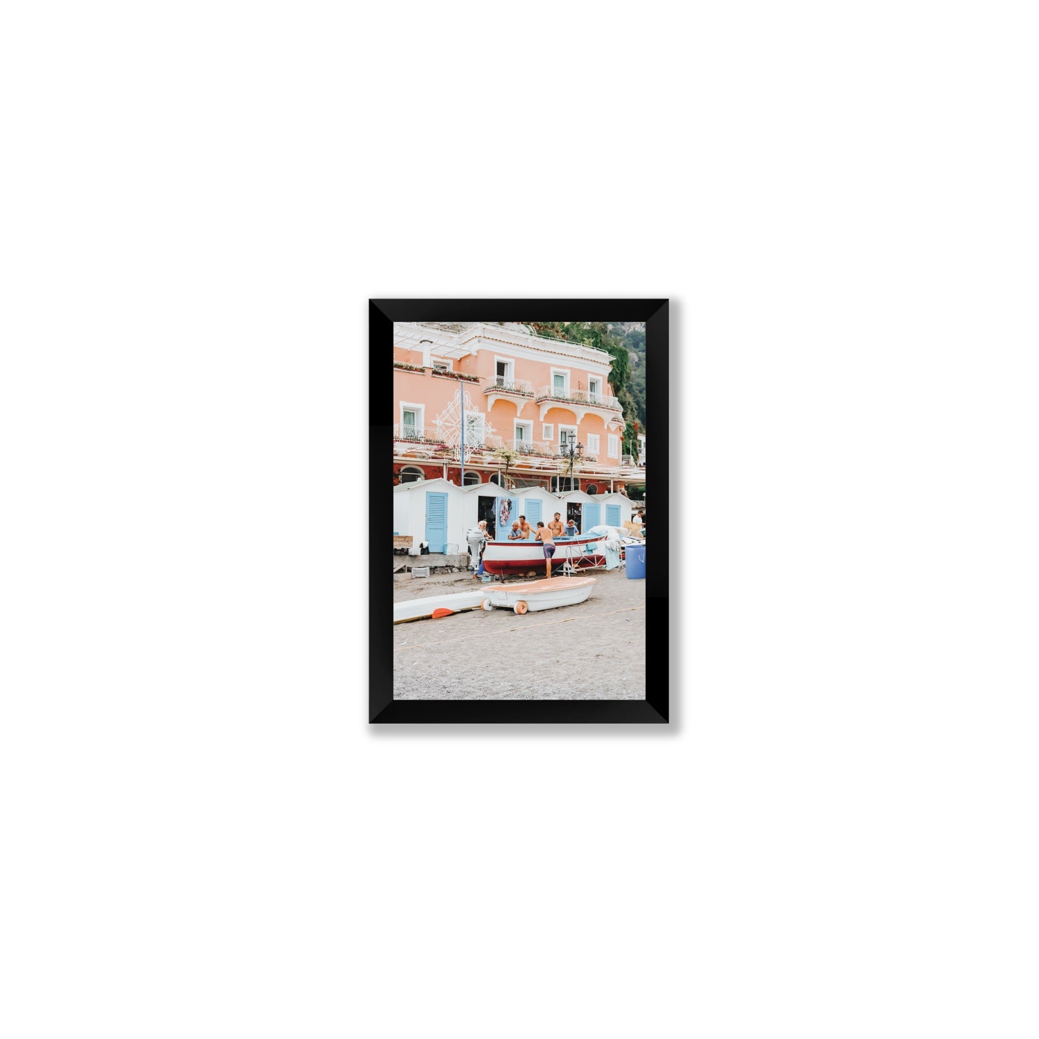 La Riunione della Mattina fine art print, Positano, Italy, Small, Black Frame · Full Bleed, Fine Art Print