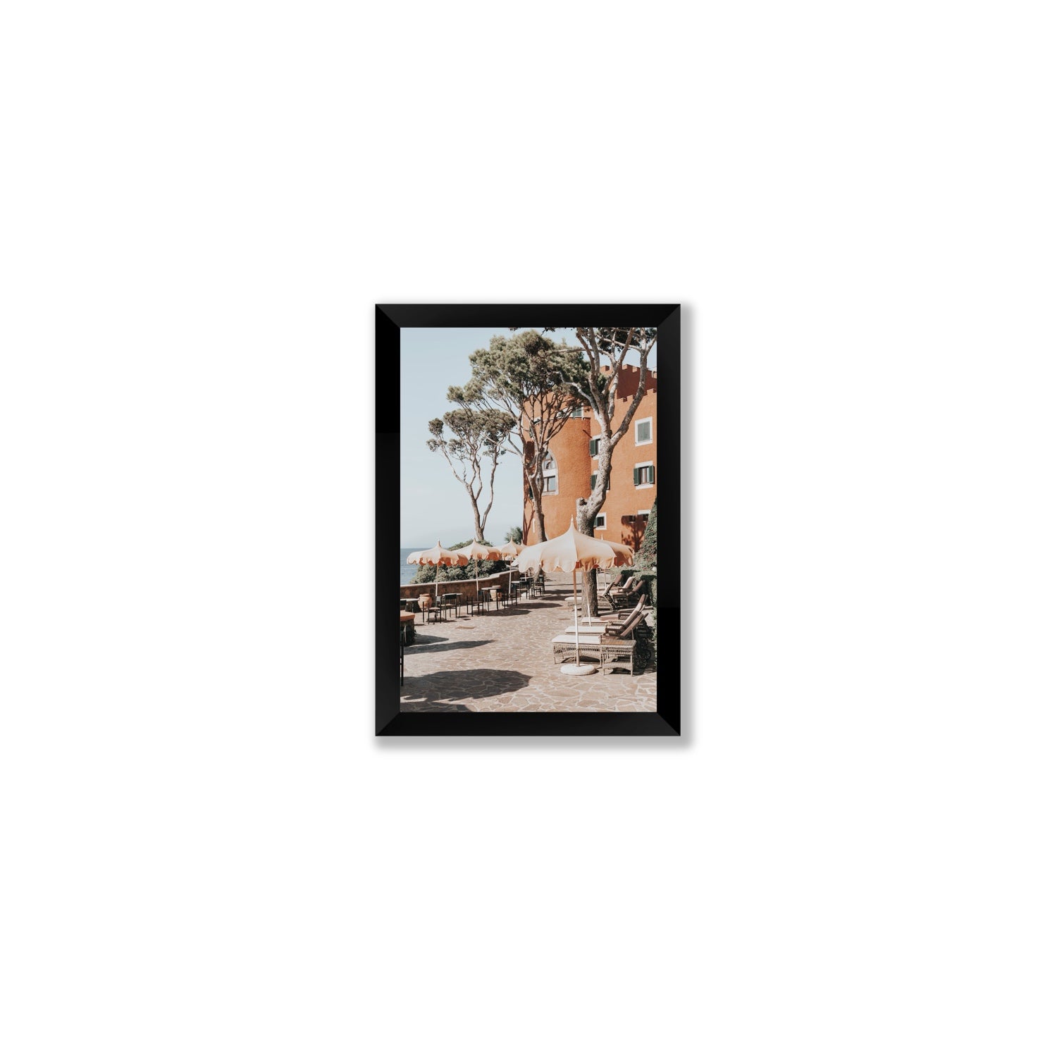 Mezzatorre Ischia Italian Mediterranean decor wall art Small full-bleed fine art print in black frame