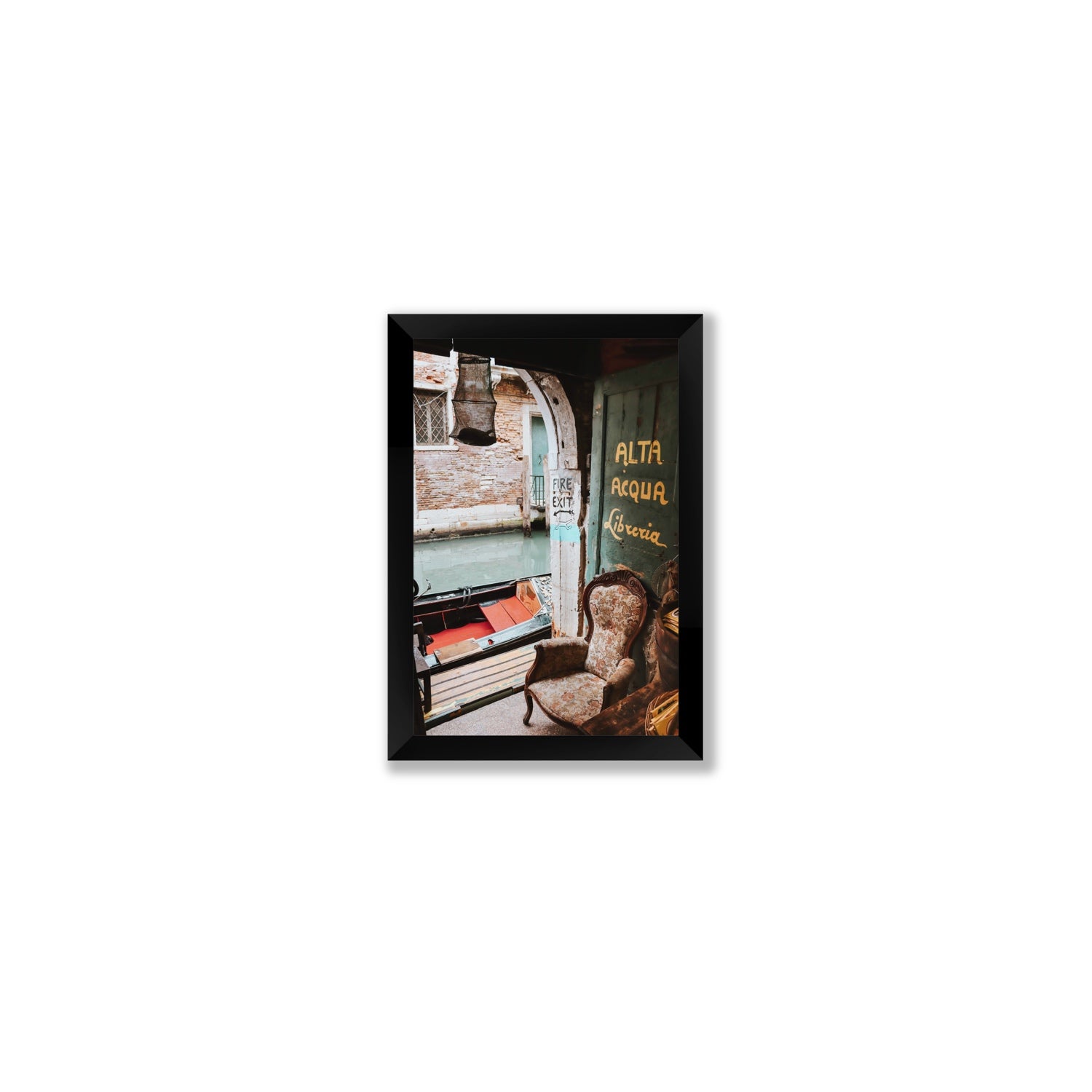 Alta Acqua Venice Bookstore wall art Small full-bleed fine art print in black frame