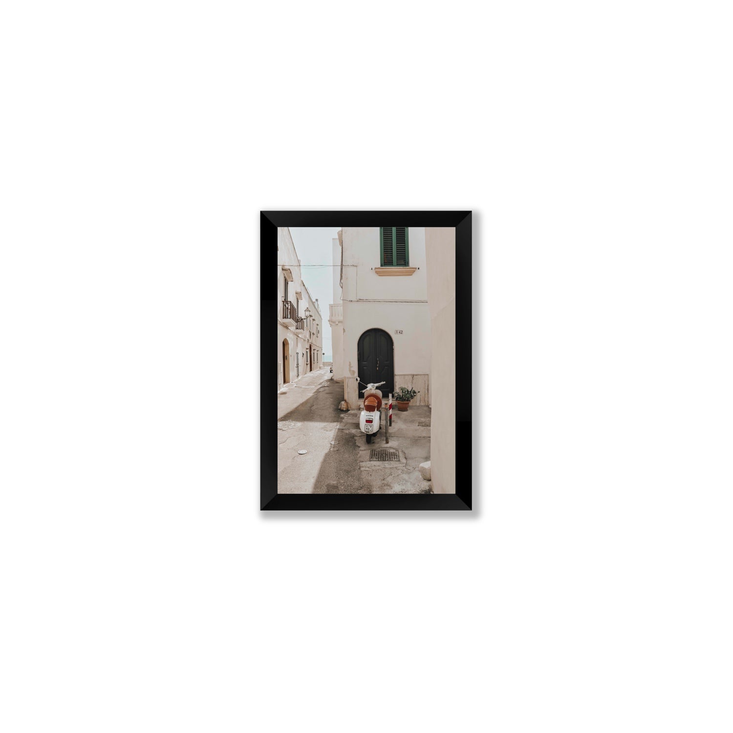 La Casa 42 Puglia Gallipoli Italian wall art Small full-bleed fine art print in black frame
