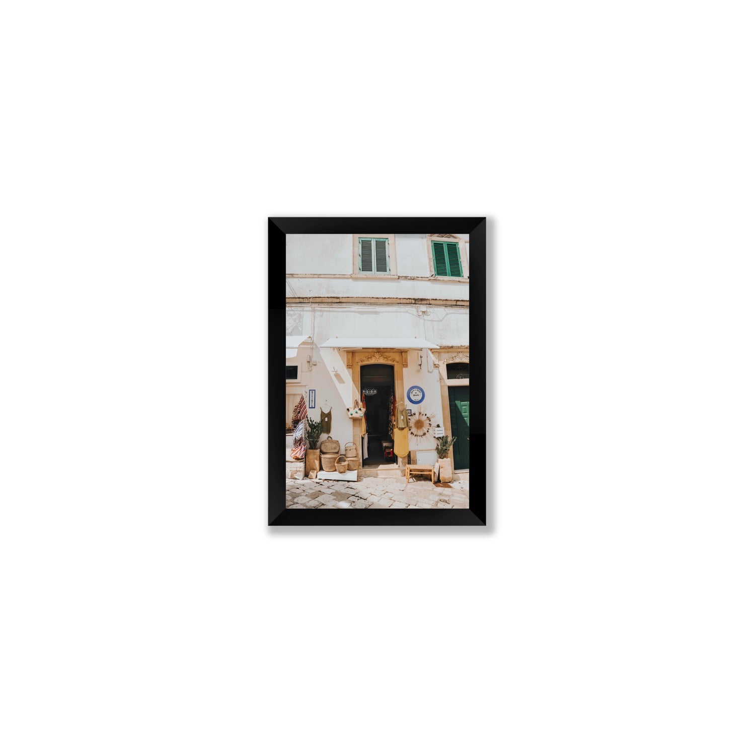 Artisan Ambience Puglia Italian wall art Small full-bleed fine art print in black frame