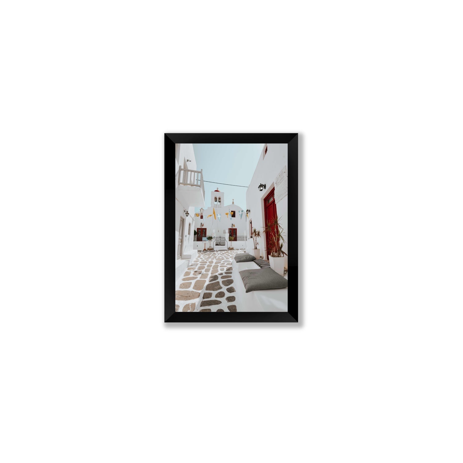 Cycladic Charm fine art print, Mykonos, Greece, Small, Black Frame · Full Bleed, Fine Art Print
