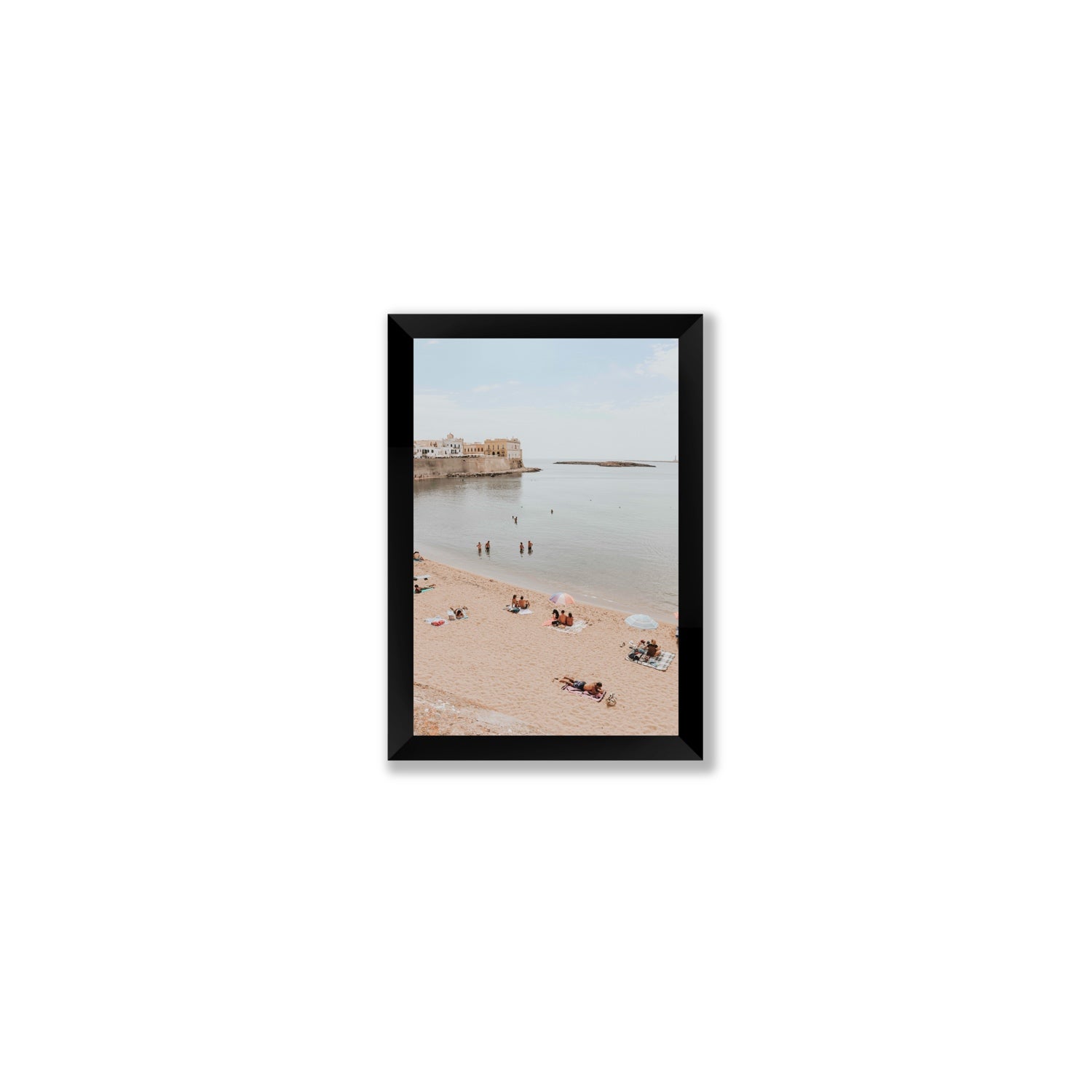 Spiaggia della Purita Puglia coastal art print Small full-bleed fine art print in black frame