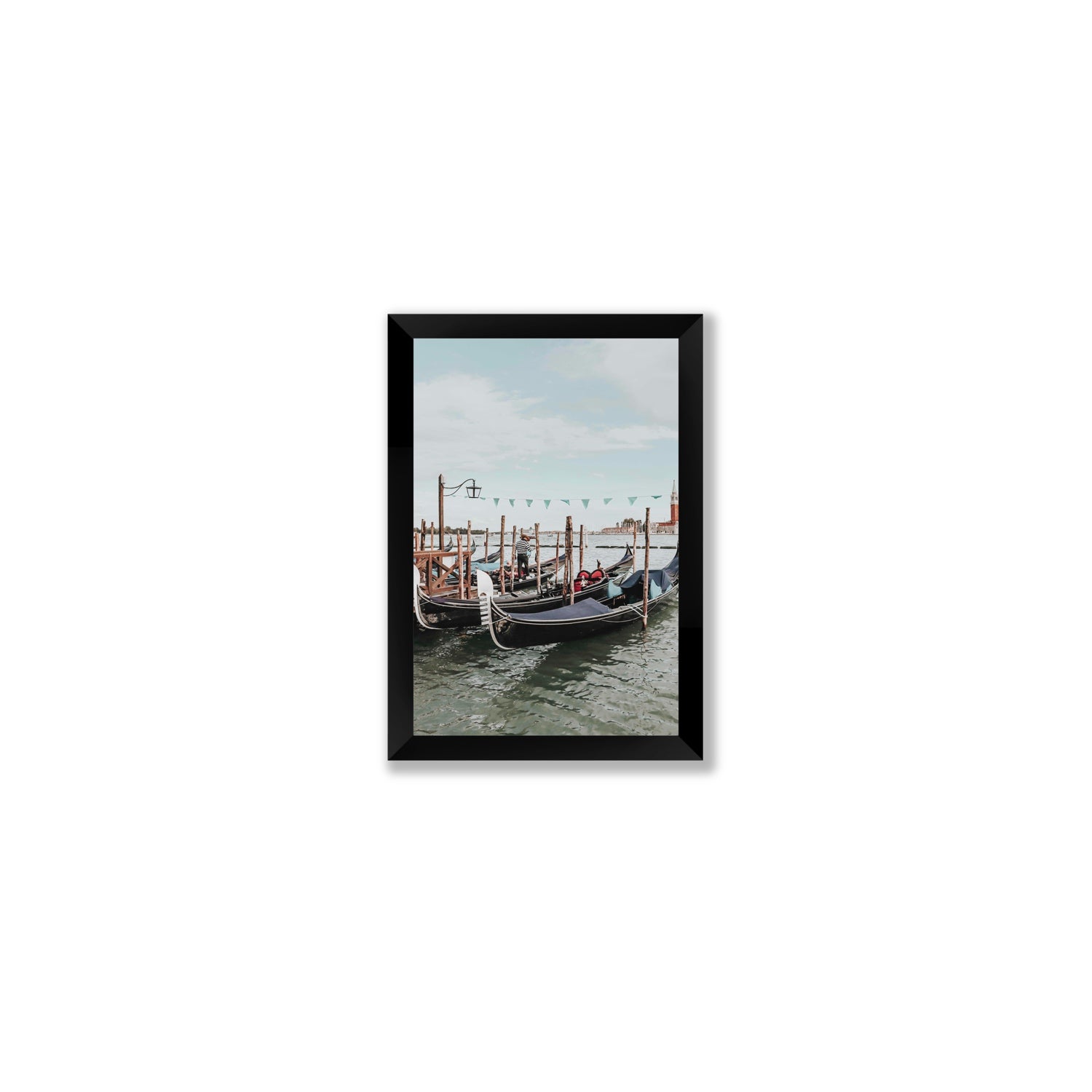 The Gondolier Venice Gondola Italian wall art Small full-bleed fine art print in black frame