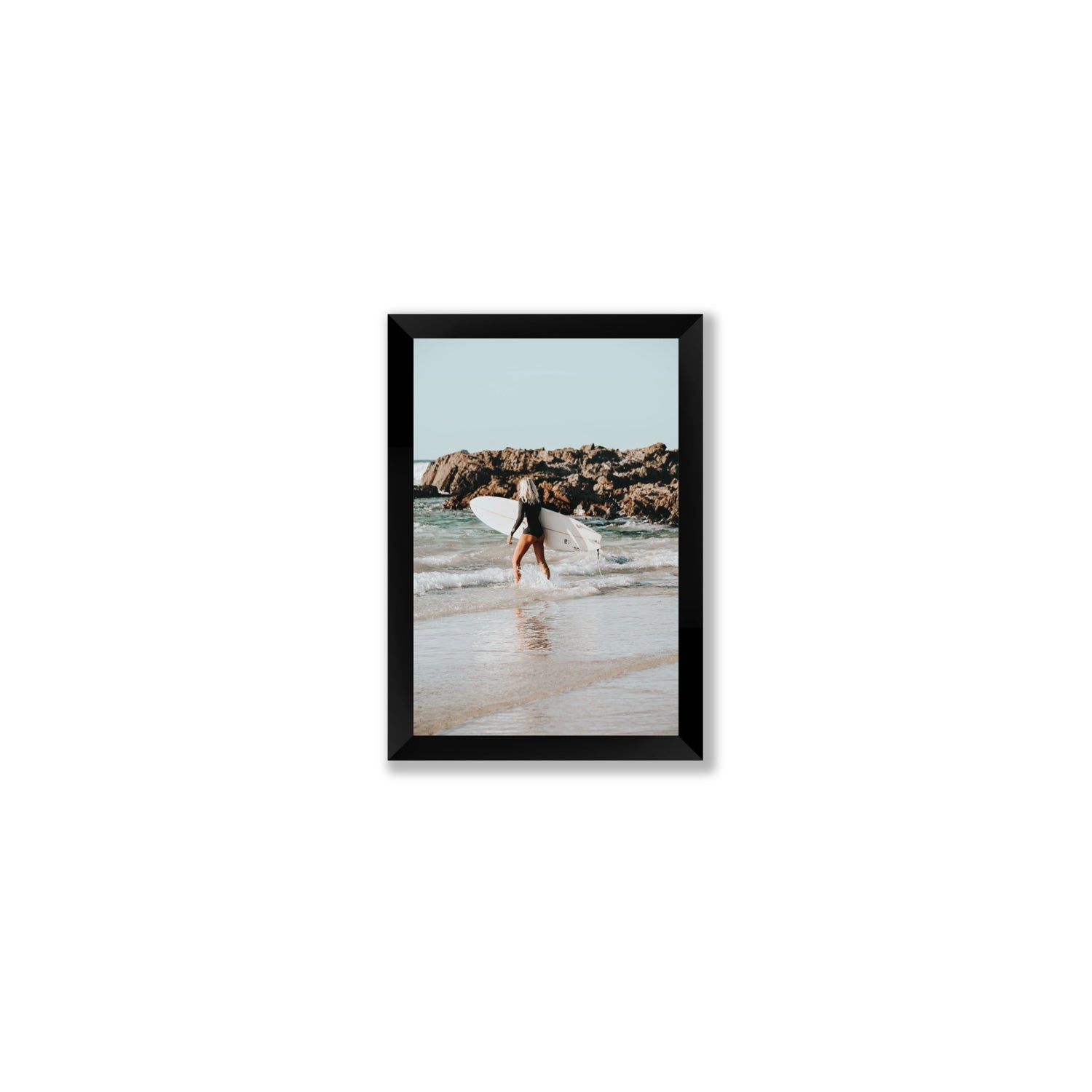 Bethany Byron Bay Surf coastal decor wall art Small full-bleed fine art print in black frame
